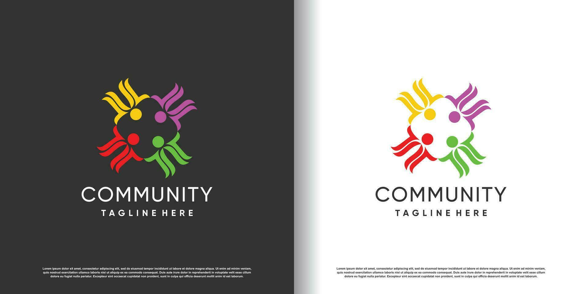 community logo design vector with creative unique style concept premium vector