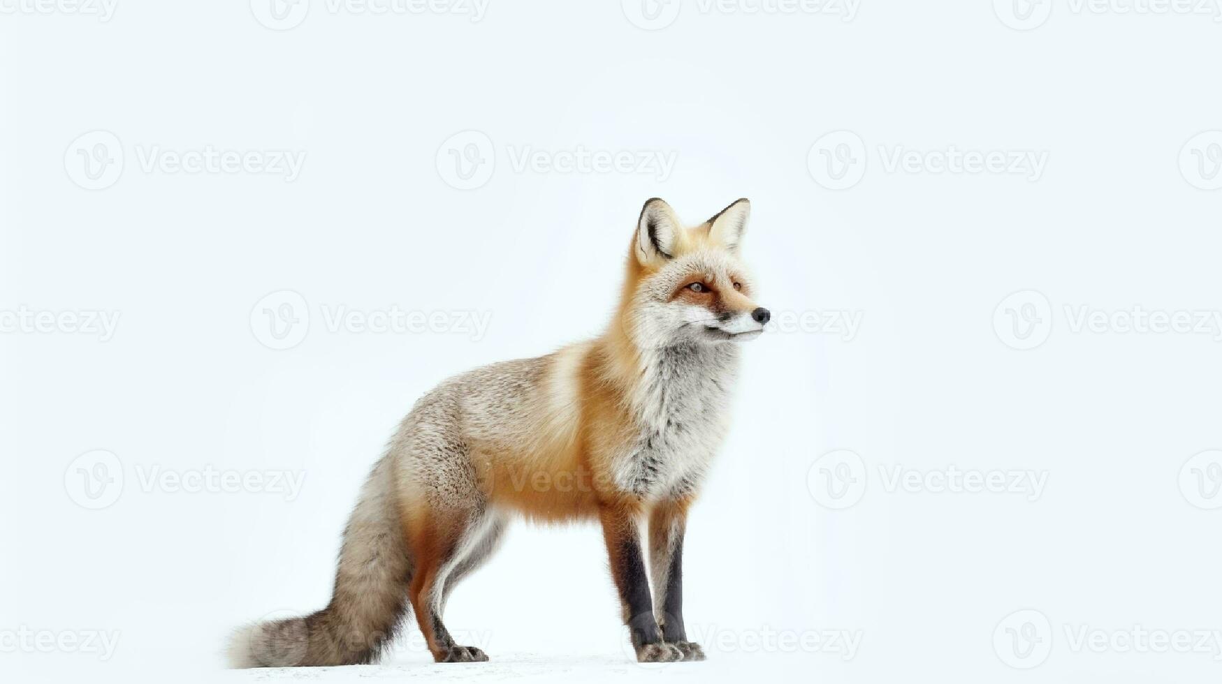 Photo of a fox on white background. Generative AI