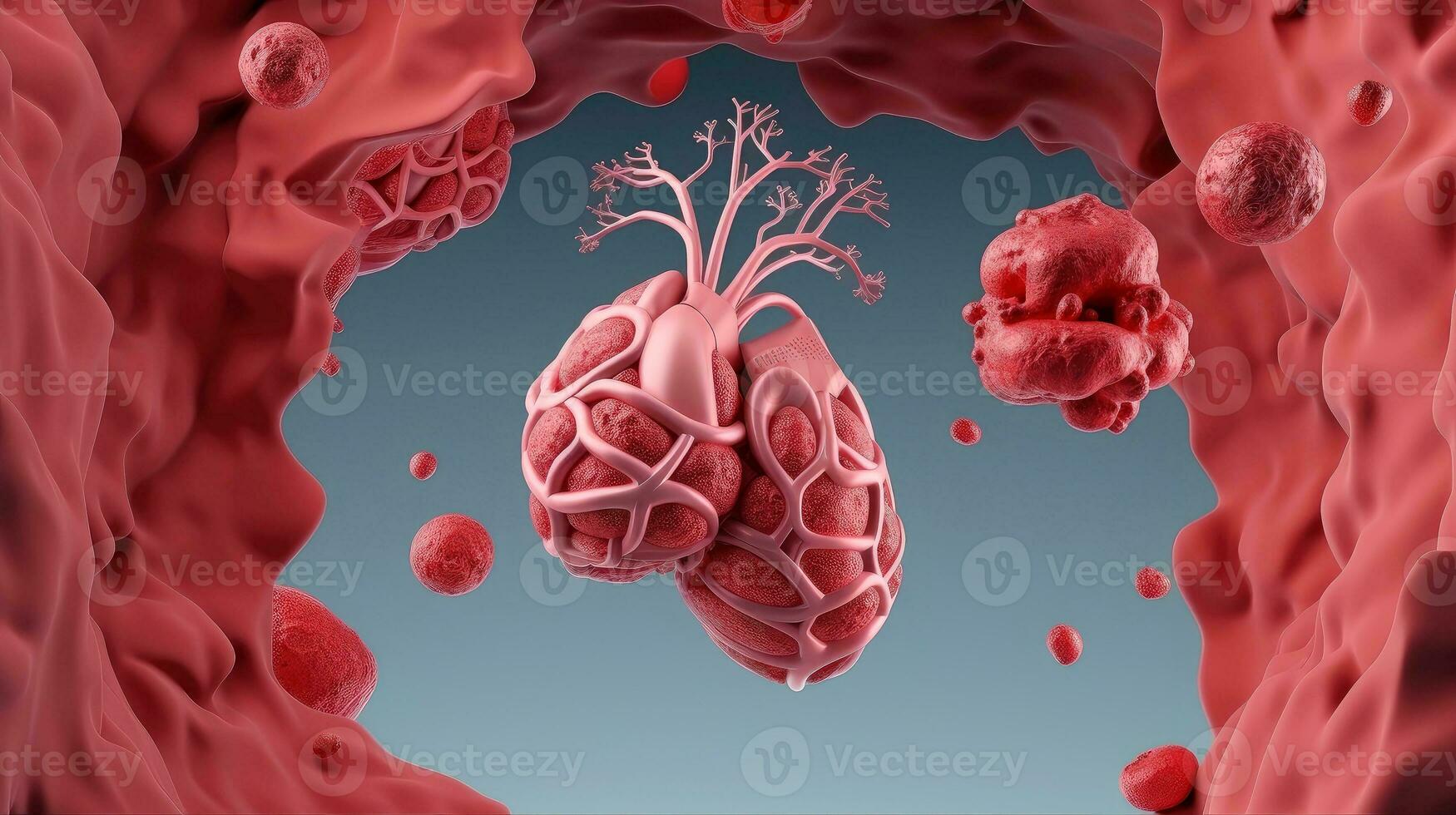 3D illustration of the human organ systems, Human internal organs. Anatomy. Nervous, circulatory, digestive, excretory, urinary,and bone systems. Medical education concept, Generative AI illustration photo