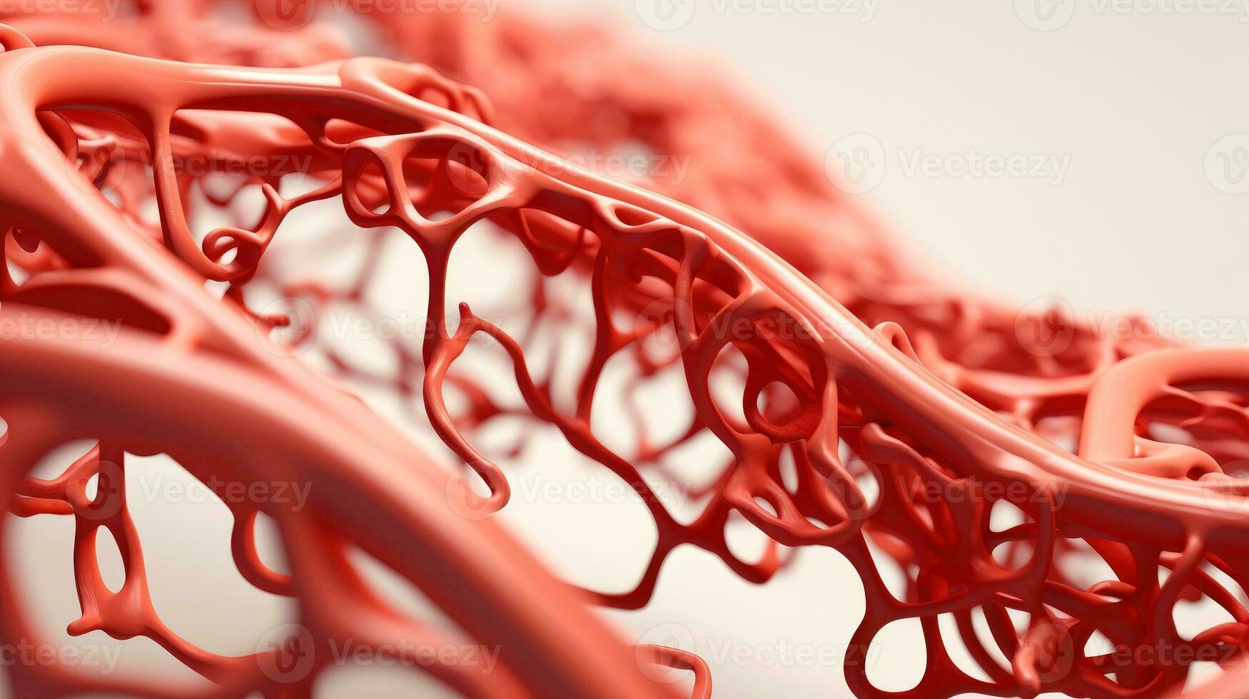 3D illustration mockup of the human organ systems, circulatory, digestive, red and white bloodcells wtih blurred backgroun. Medical education concept, Generative AI illustration photo