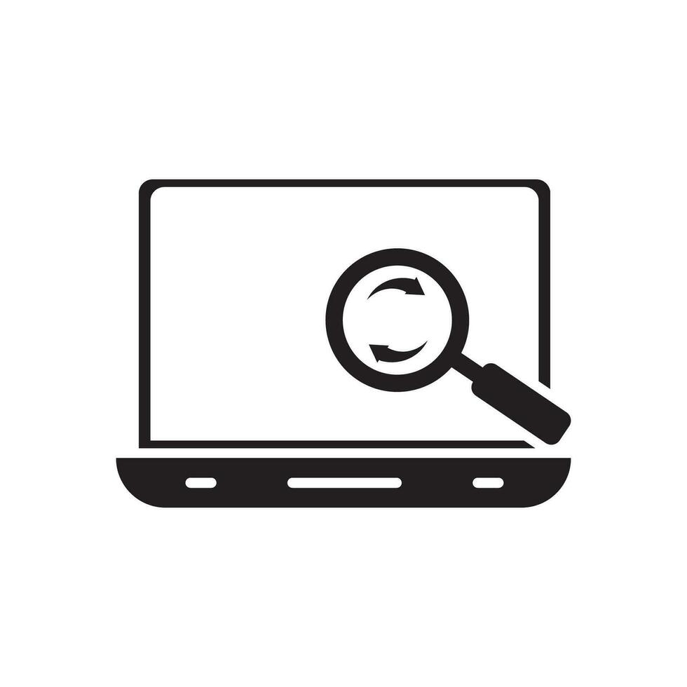 Laptop and Magnifying Glass, Logo Template, Vector Illustration Element