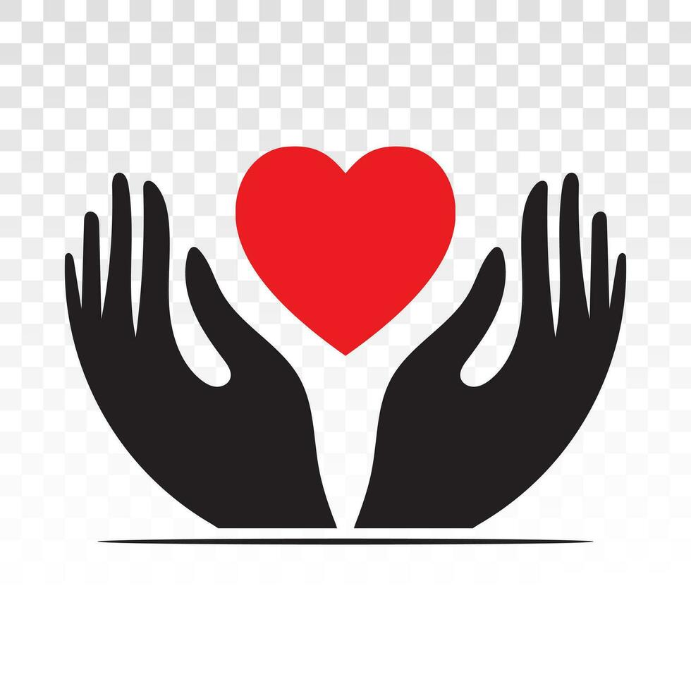 hand holding heart flat icon for healthcare apps and website vector