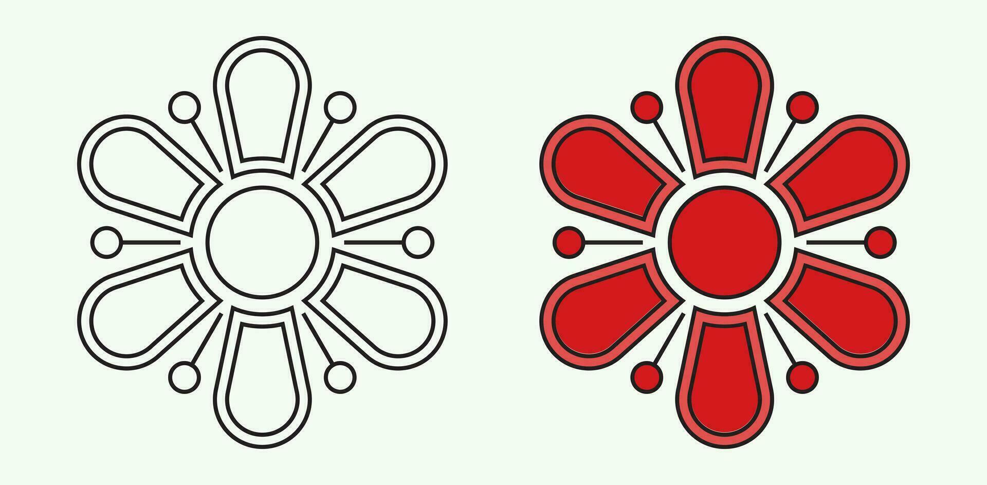 Flower icons in a trendy flat style isolated with a white background. Can be used for coloring book elements. Vector illustration.