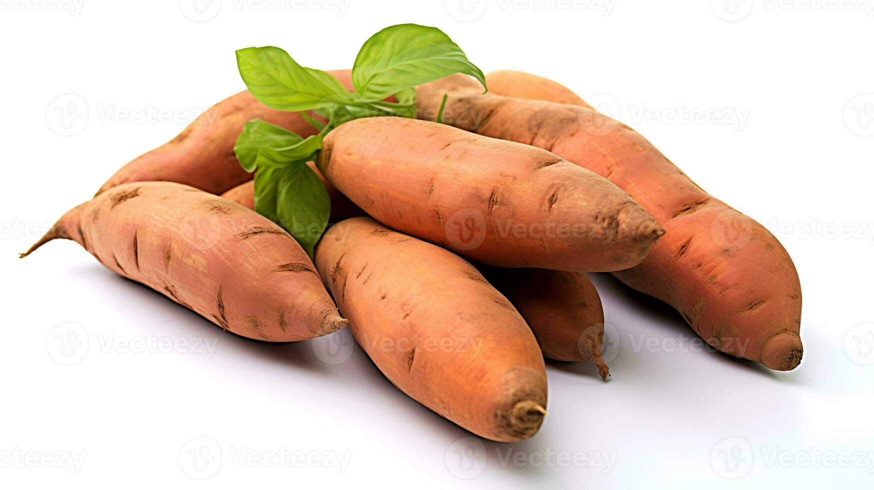 Photo of Sweet potatoes isolated on white background