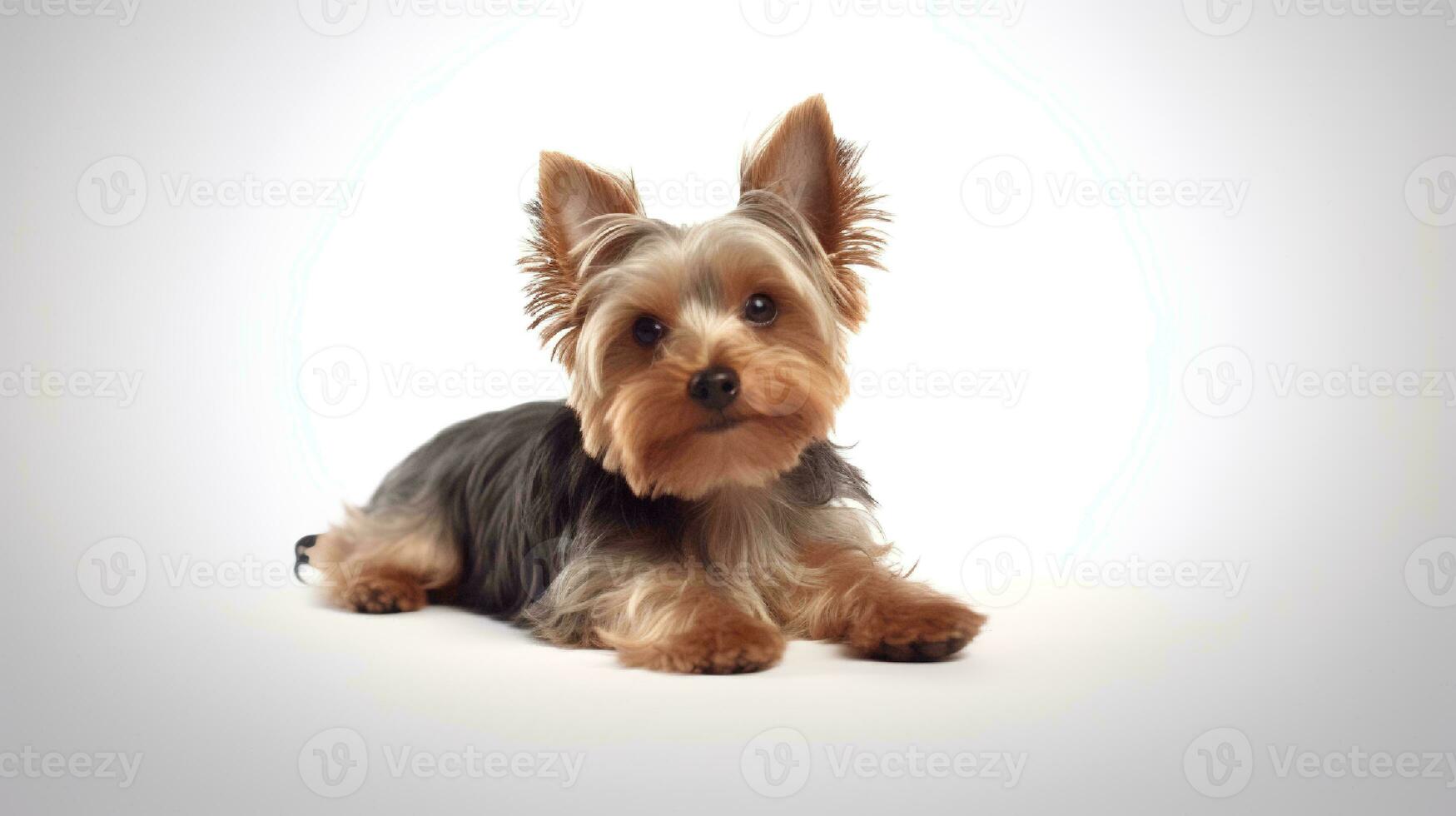 Photo of a yorkshire terrier on white background. Generative AI