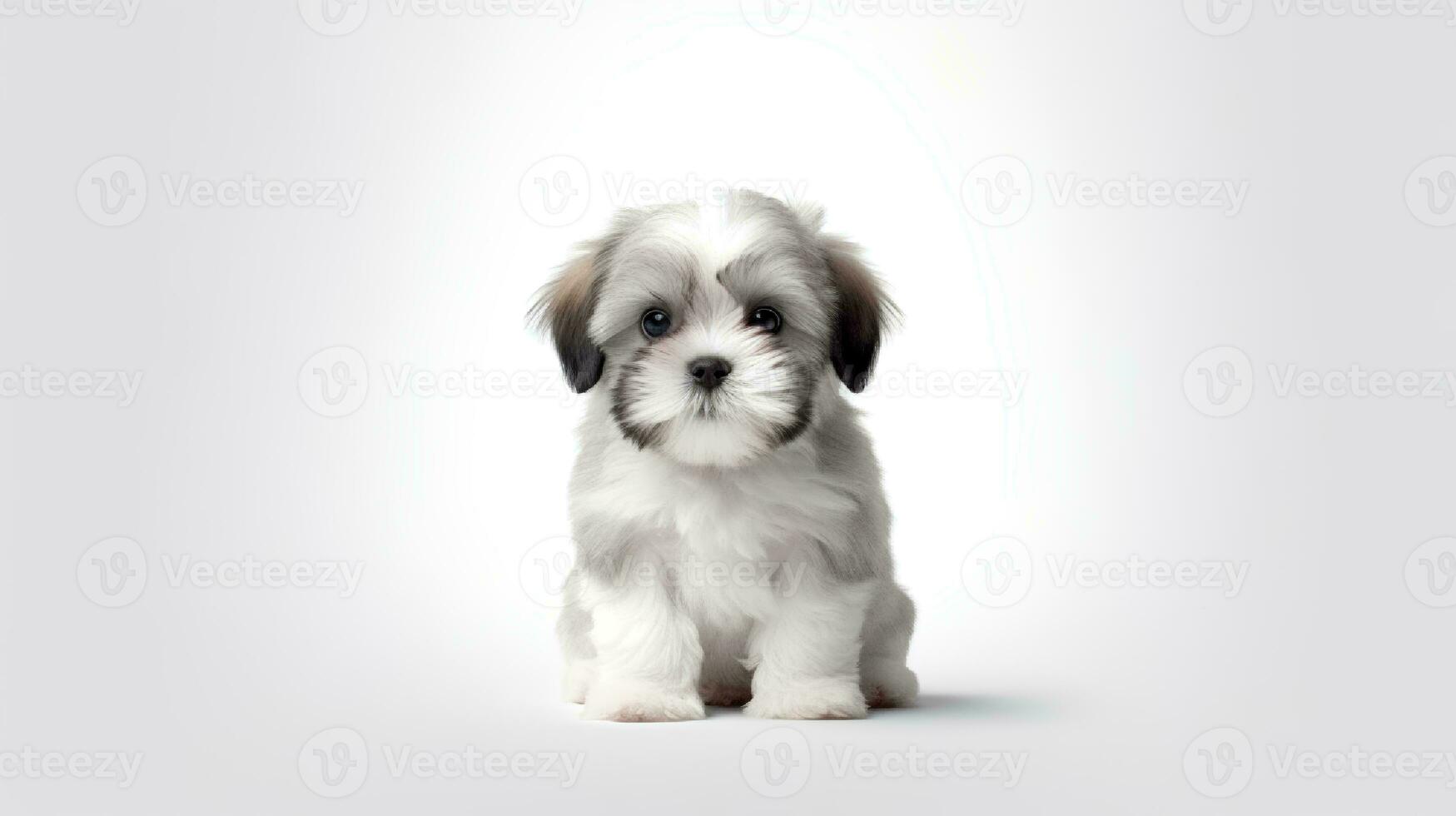 Photo of a shih tzu on white background. Generative AI