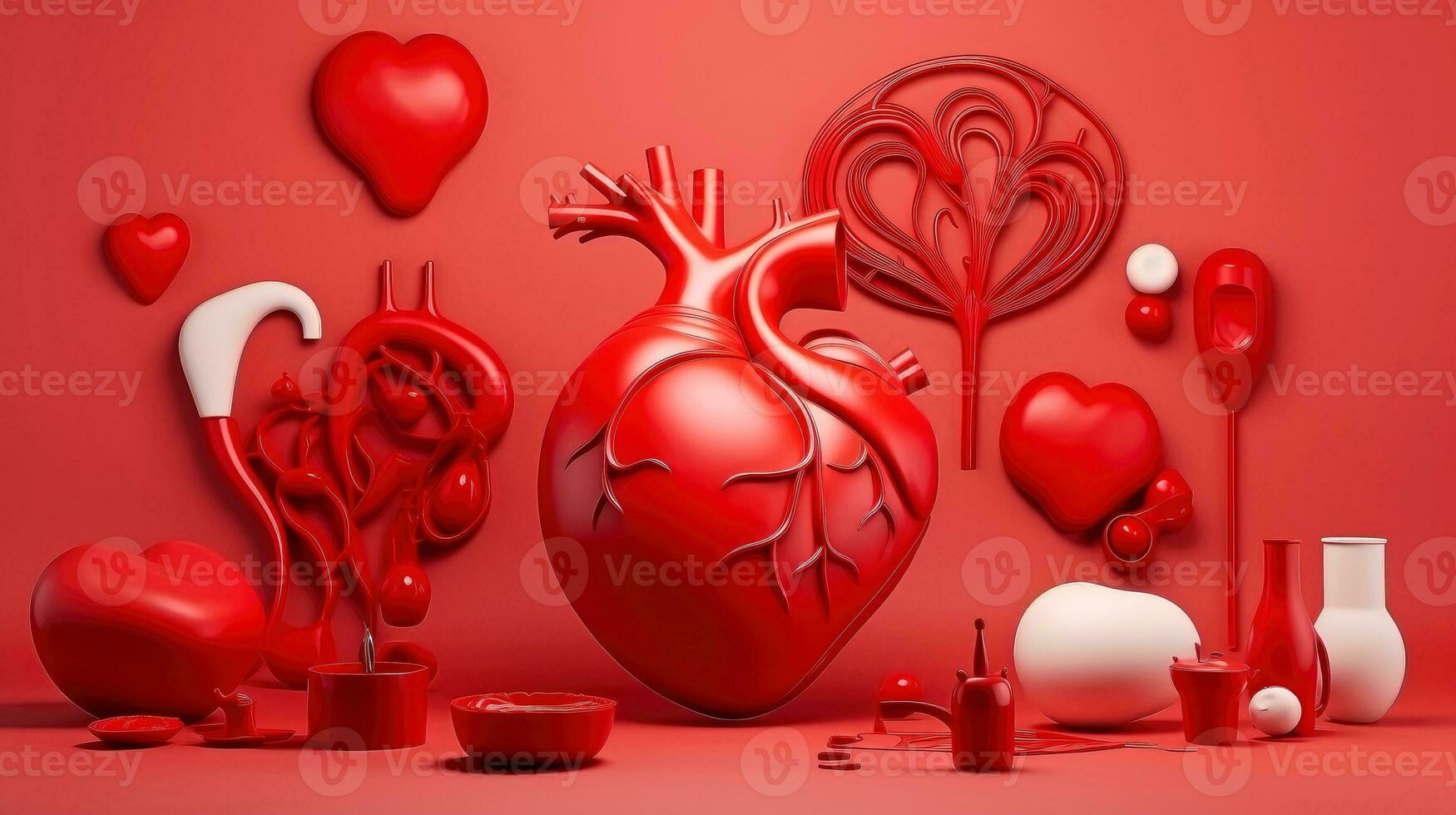 3D illustration of the human organ systems, Human internal organs. Anatomy. Nervous, circulatory, digestive, excretory, urinary,and bone systems. Medical education concept, Generative AI illustration photo