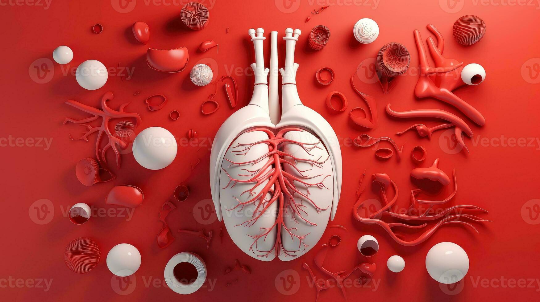 3D illustration of the human organ systems, Human internal organs. Anatomy. Nervous, circulatory, digestive, excretory, urinary,and bone systems. Medical education concept, Generative AI illustration photo
