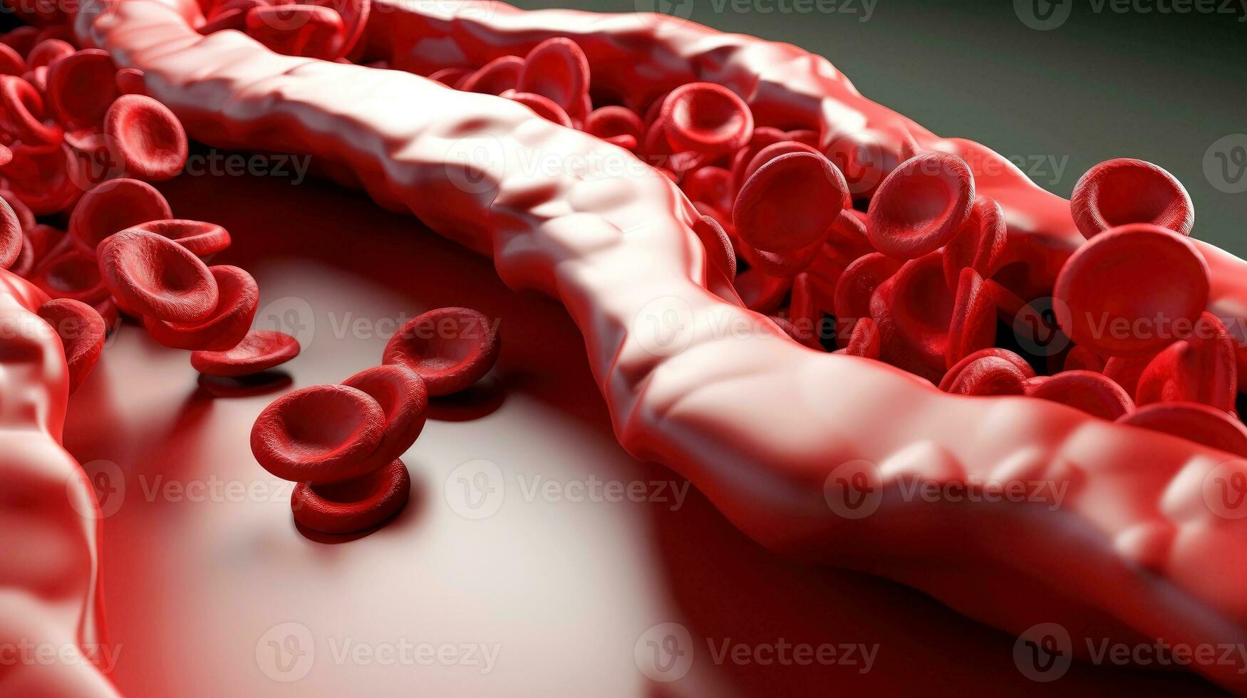 3d ilustración Bosquejo de el humano Organo sistemas, circulatorio, digestivo, rojo y blanco células de sangre con borroso fondo médico educación concepto, generativo ai ilustración foto