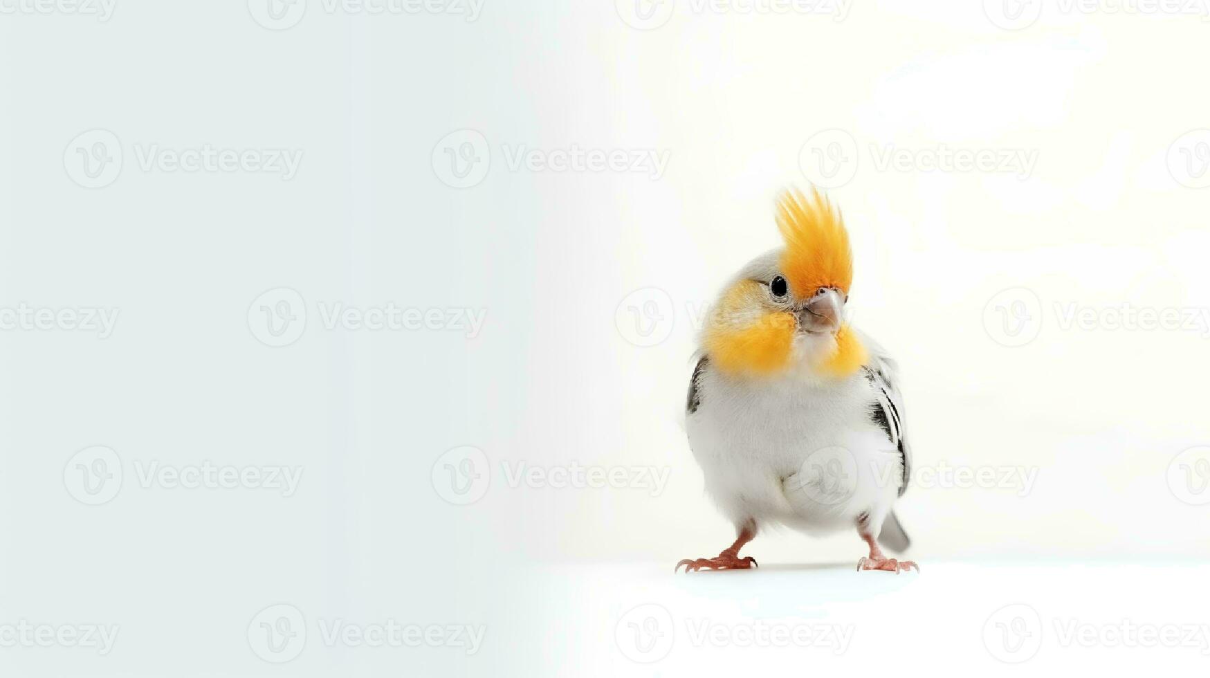 foto de un cacatúa pájaro en blanco antecedentes. generativo ai