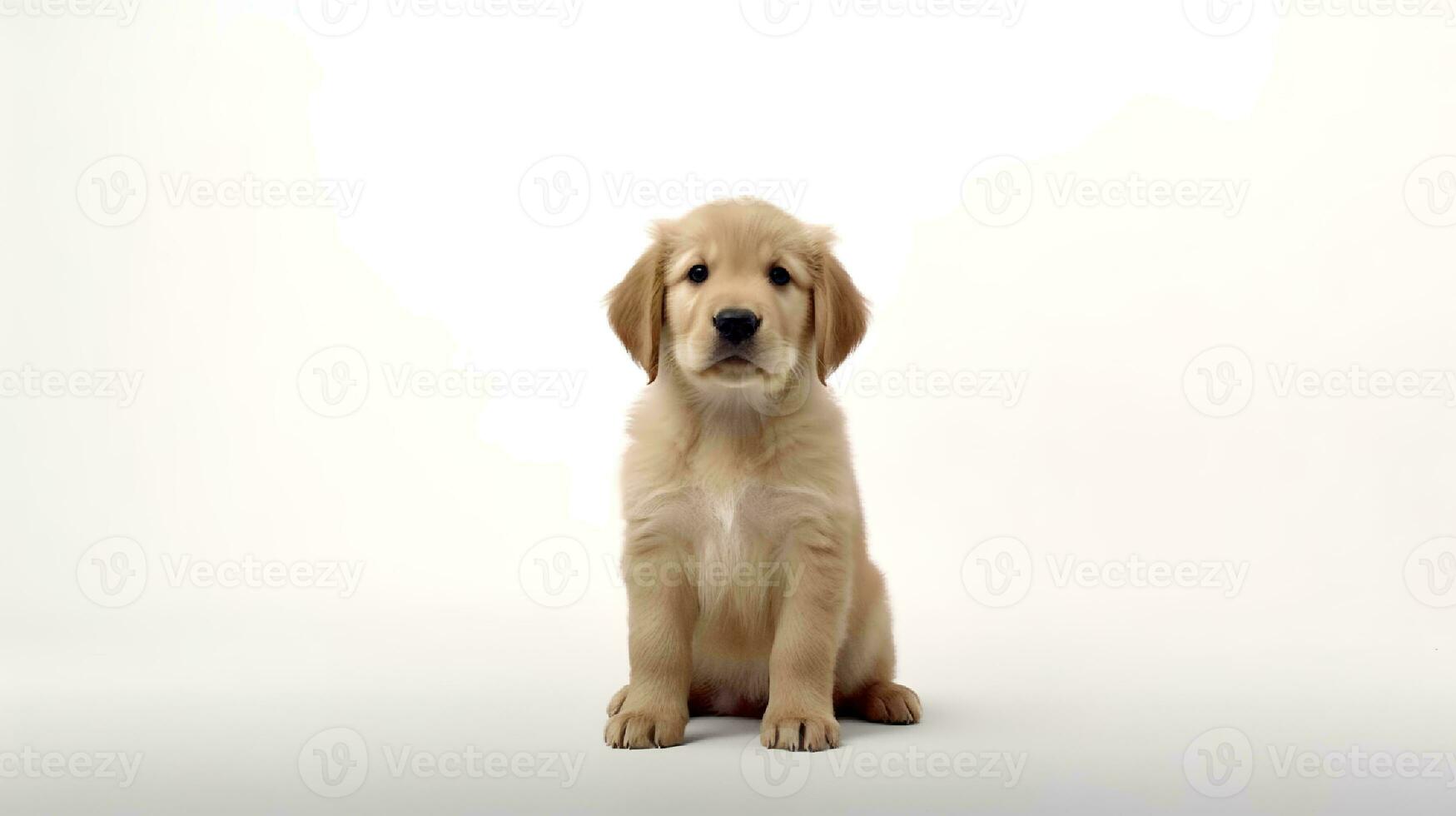 foto de un dorado perdiguero en blanco antecedentes. generativo ai