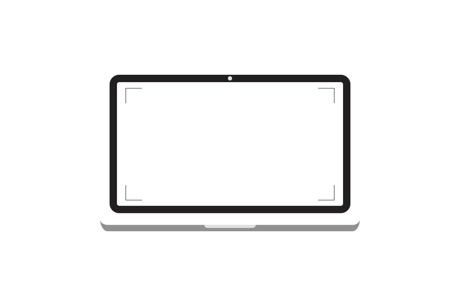 Laptop with blank screen. Notebook white screen template. Computer display on white background. vector