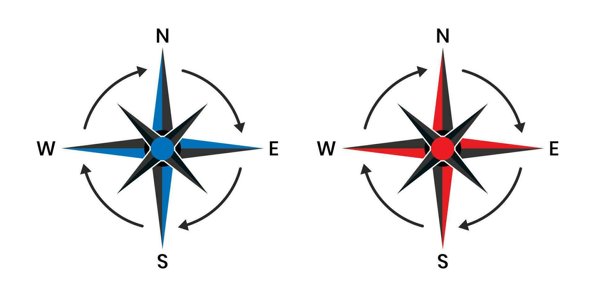 Brújula puntero icono con blanco fondo, dirección, mapa navegación símbolo. vector