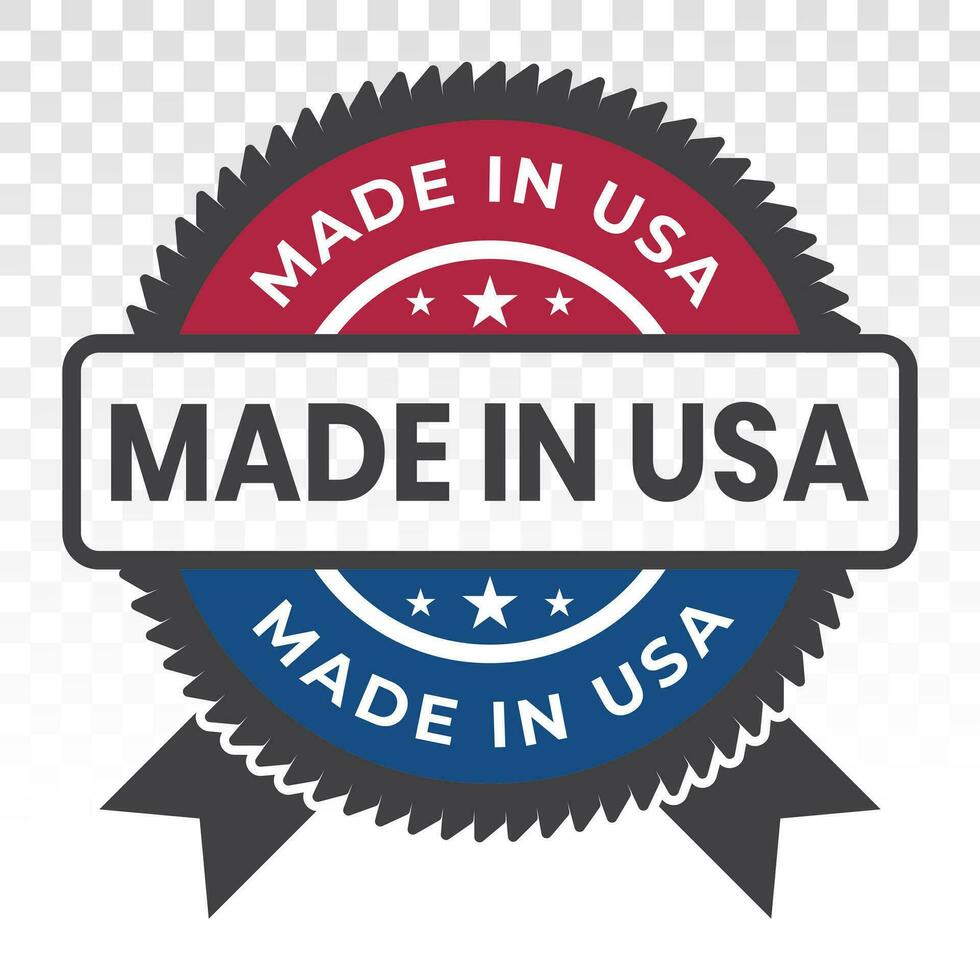 fabricado o hecho en Estados Unidos Insignia plano icono para industrial producto sello vector