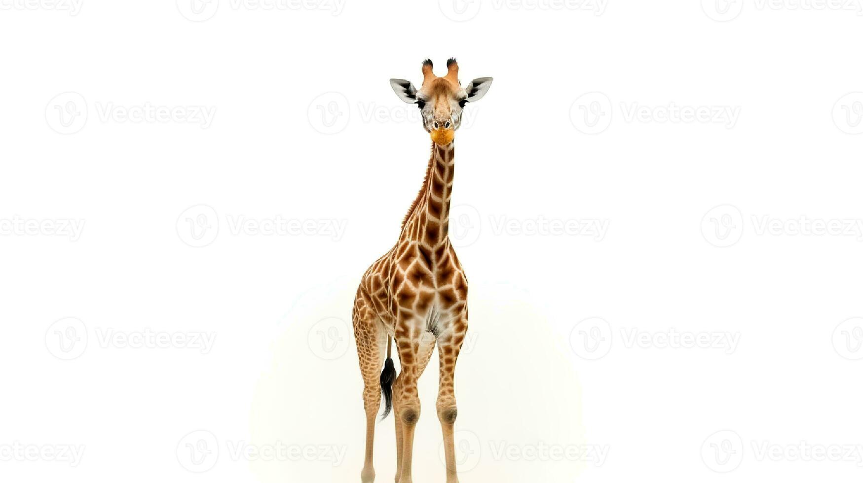 Photo of a giraffe on white background. Generative AI