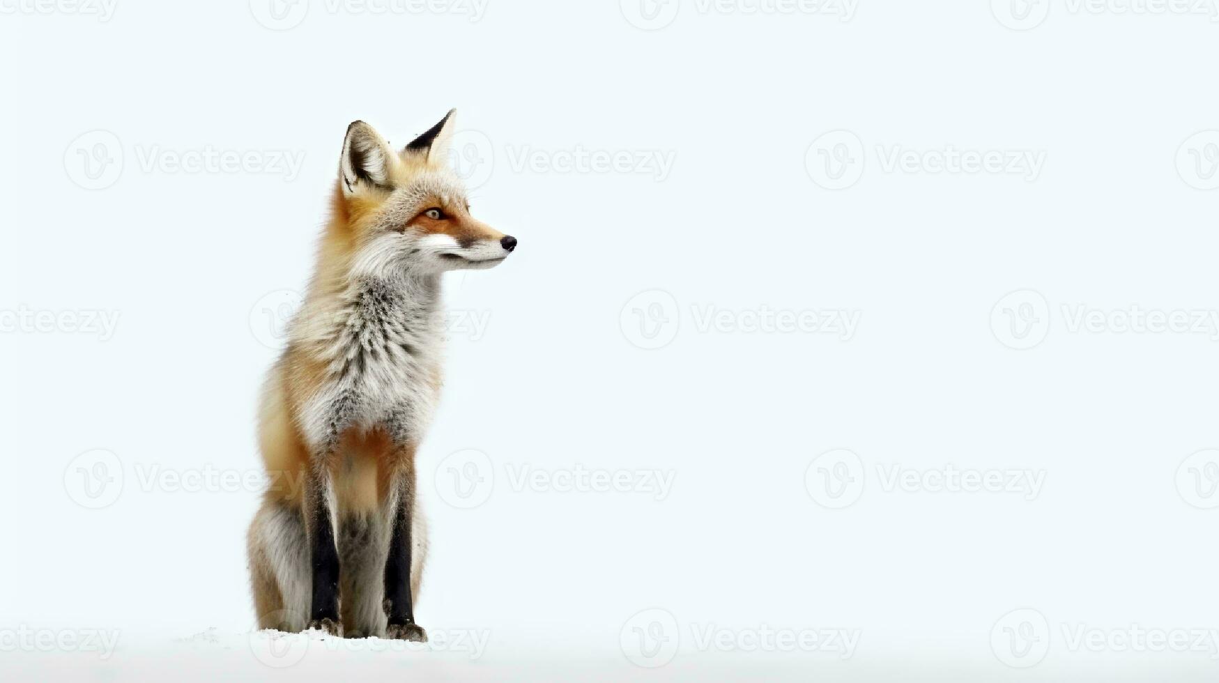 Photo of a fox on white background. Generative AI