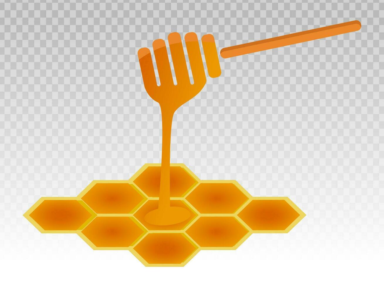 honey dipper stick with honeycomb for apps and websites vector