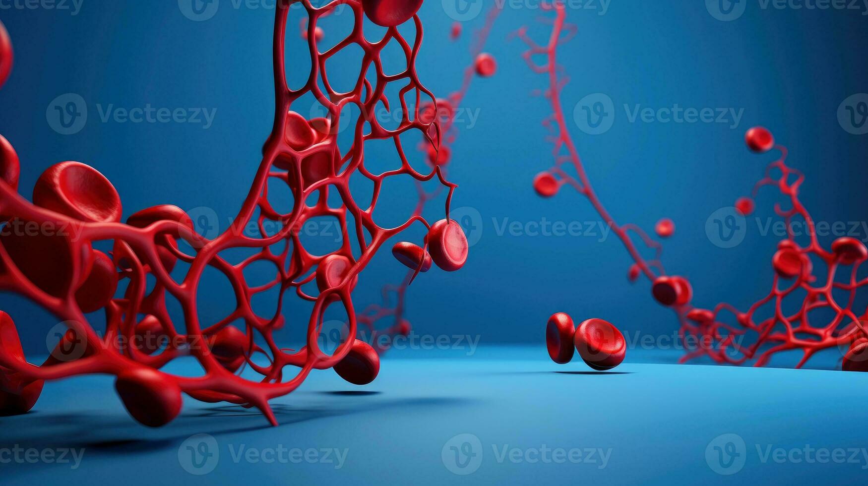 3D illustration mockup of the human organ systems, circulatory, digestive, red and white bloodcells wtih blurred backgroun. Medical education concept, Generative AI illustration photo