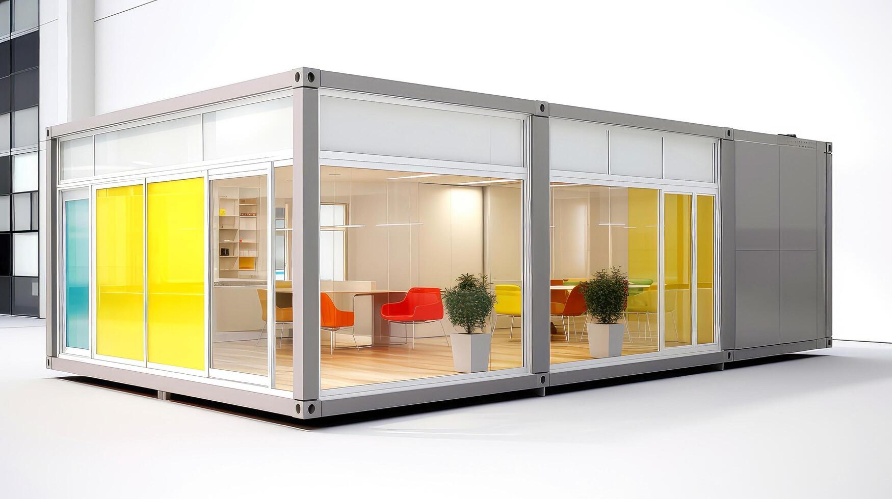 Mobile office buildings or container site office for construction site. Shipping container. Portable house and office cabins,Generative AI illustration photo