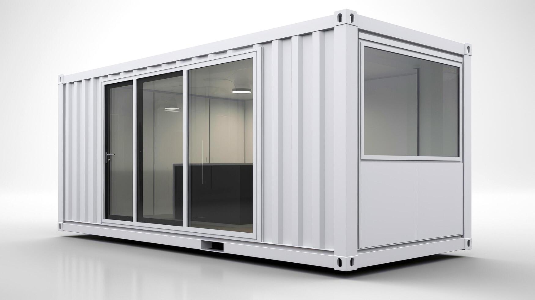 Mobile office buildings or container site office for construction site. Shipping container. Portable house and office cabins, illustration photo