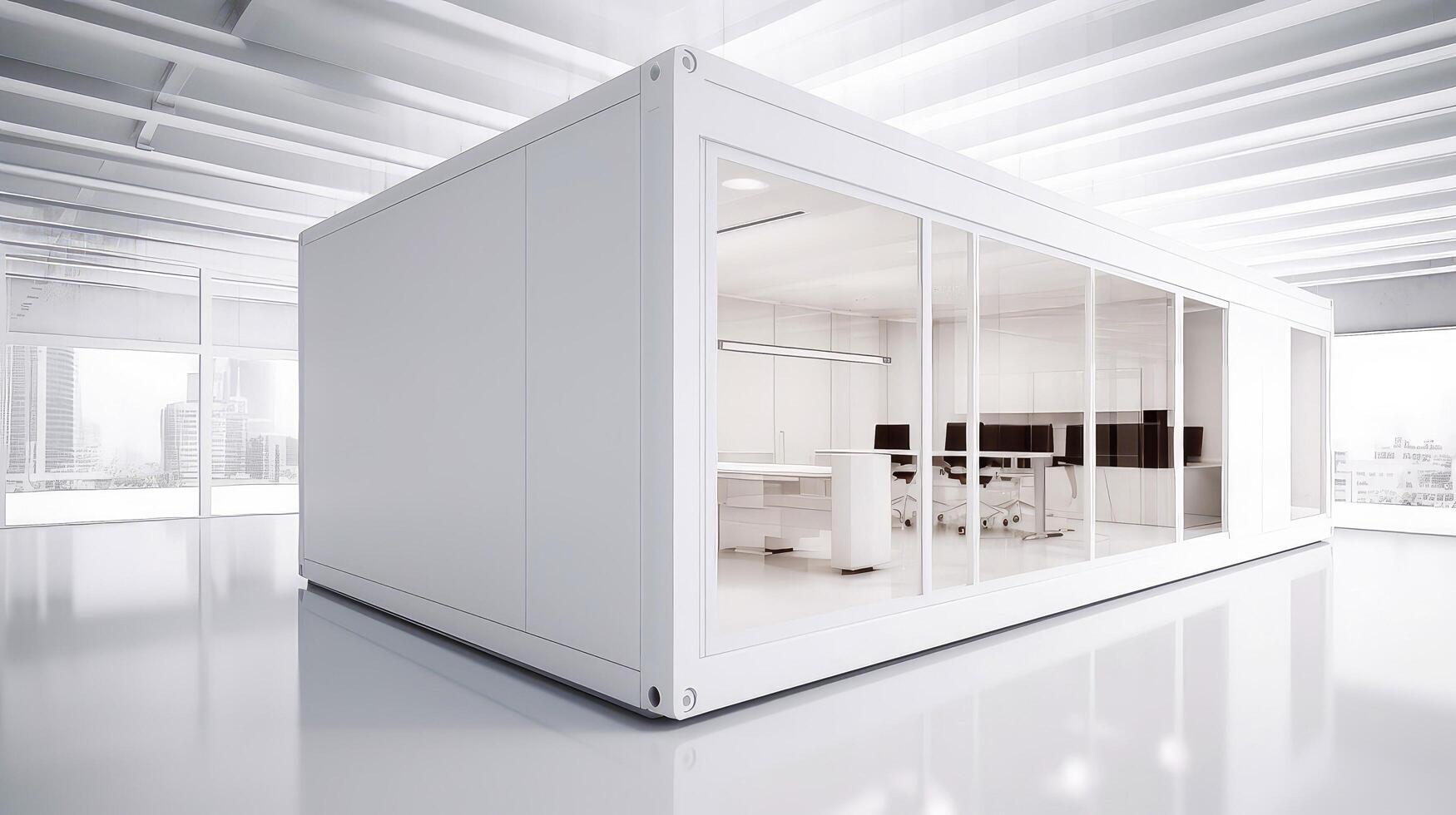 Mobile office buildings or container site office for construction site. Shipping container. Portable house and office cabins, illustration photo