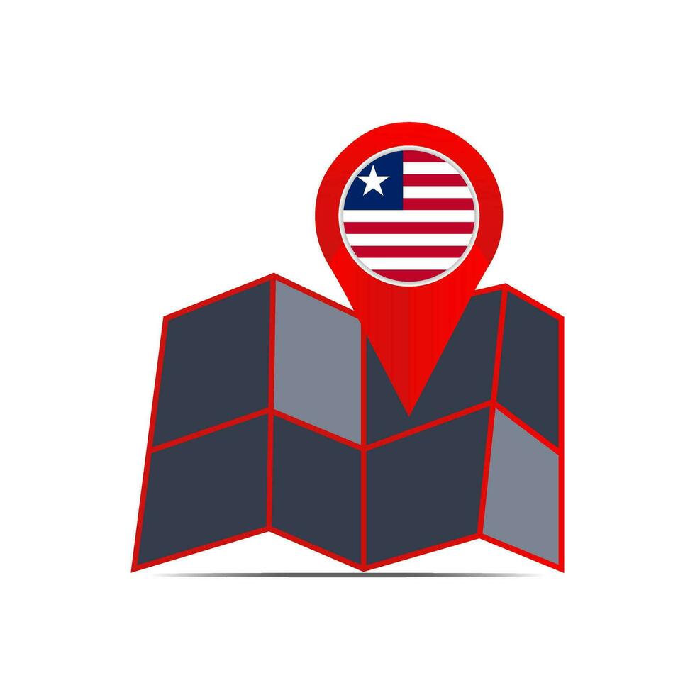 The map icon Liberia is isolated with country flags vector