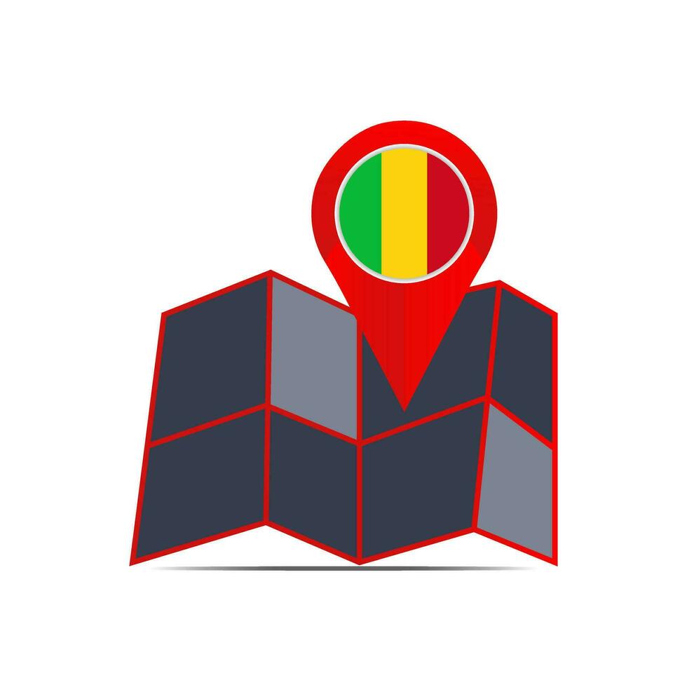 The map map of Mali is isolated with the country flag vector