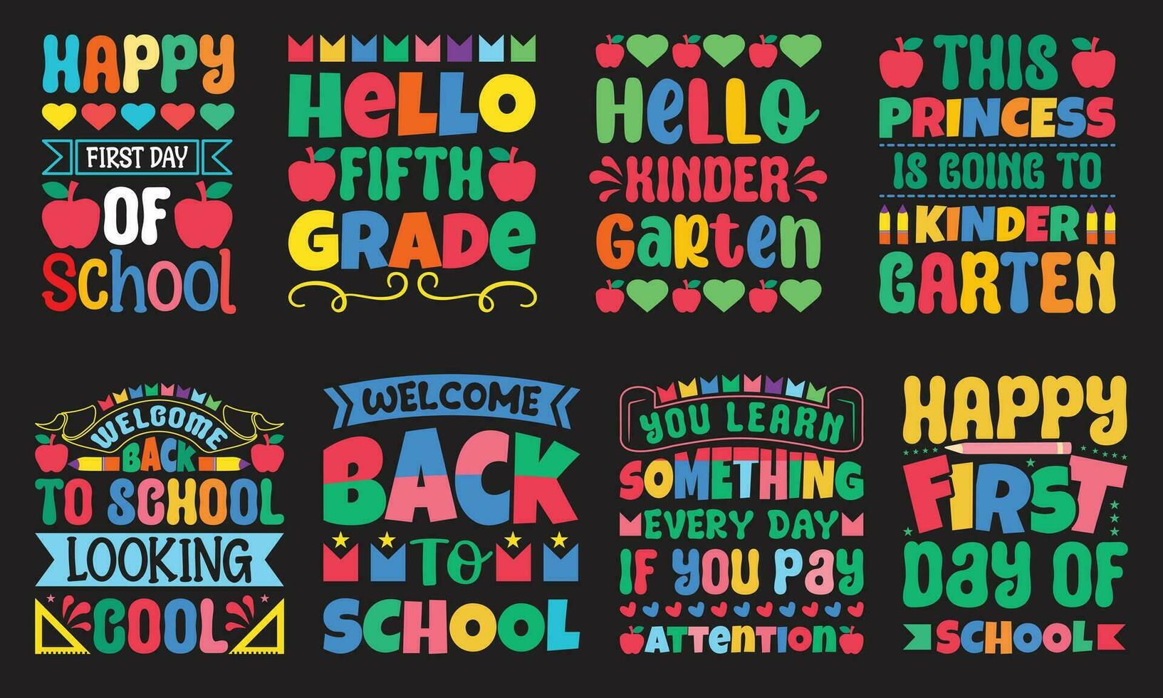 Back To School T-shirt Designs Bundle vector