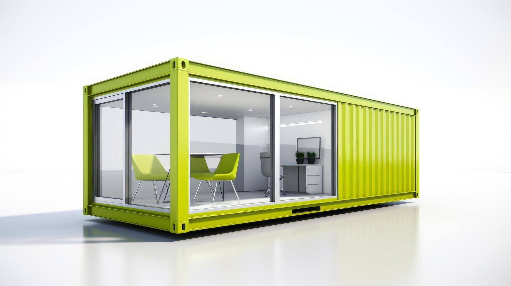 Mobile office buildings or container site office for construction site. Shipping container. Portable house and office cabins, illustration photo