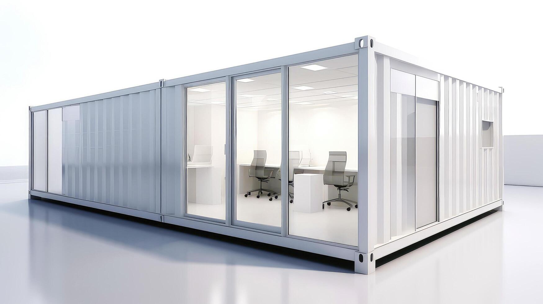 Mobile office buildings or container site office for construction site. Shipping container. Portable house and office cabins, illustration photo