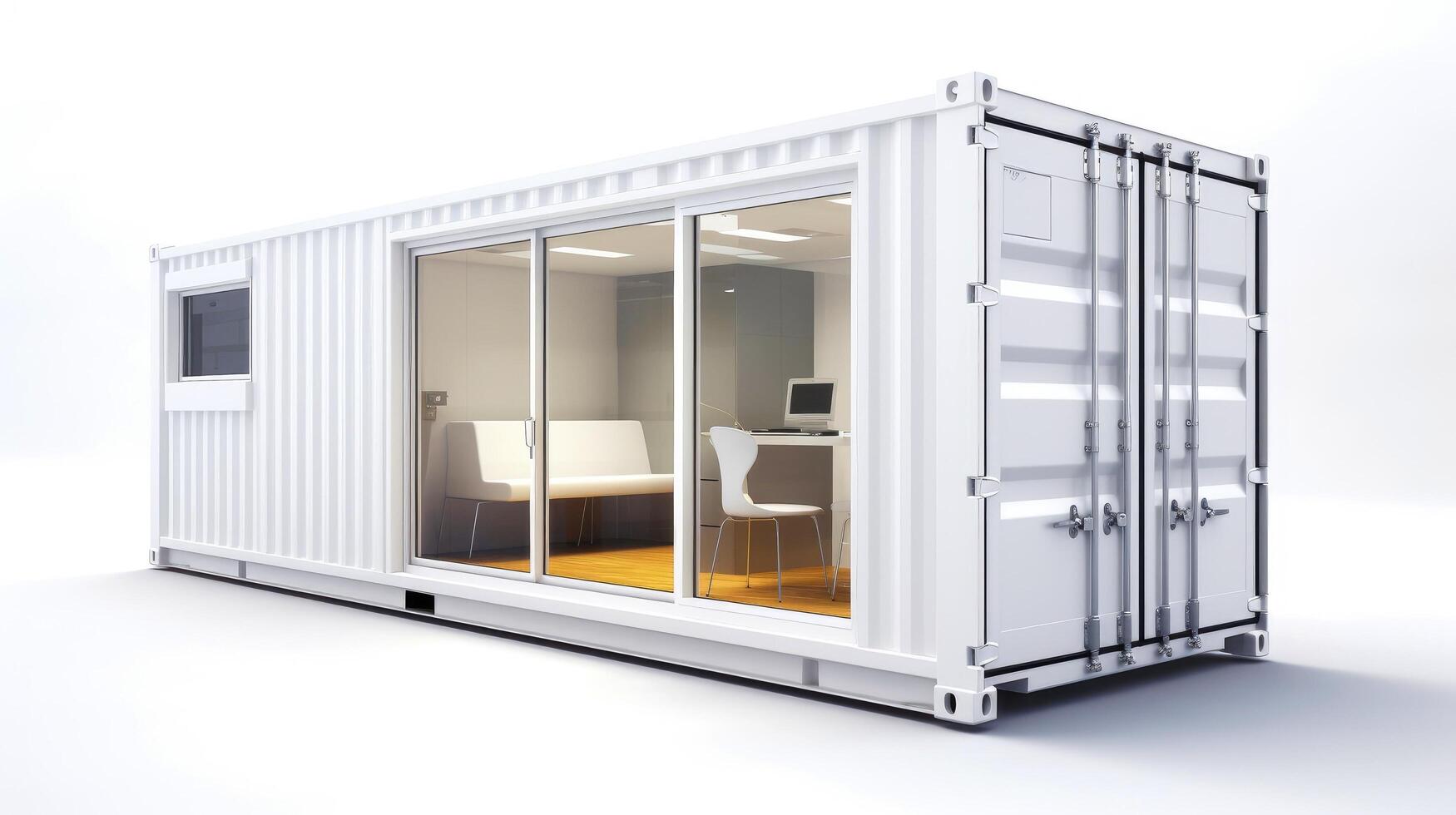 Mobile office buildings or container site office for construction site. Shipping container. Portable house and office cabins, illustration photo