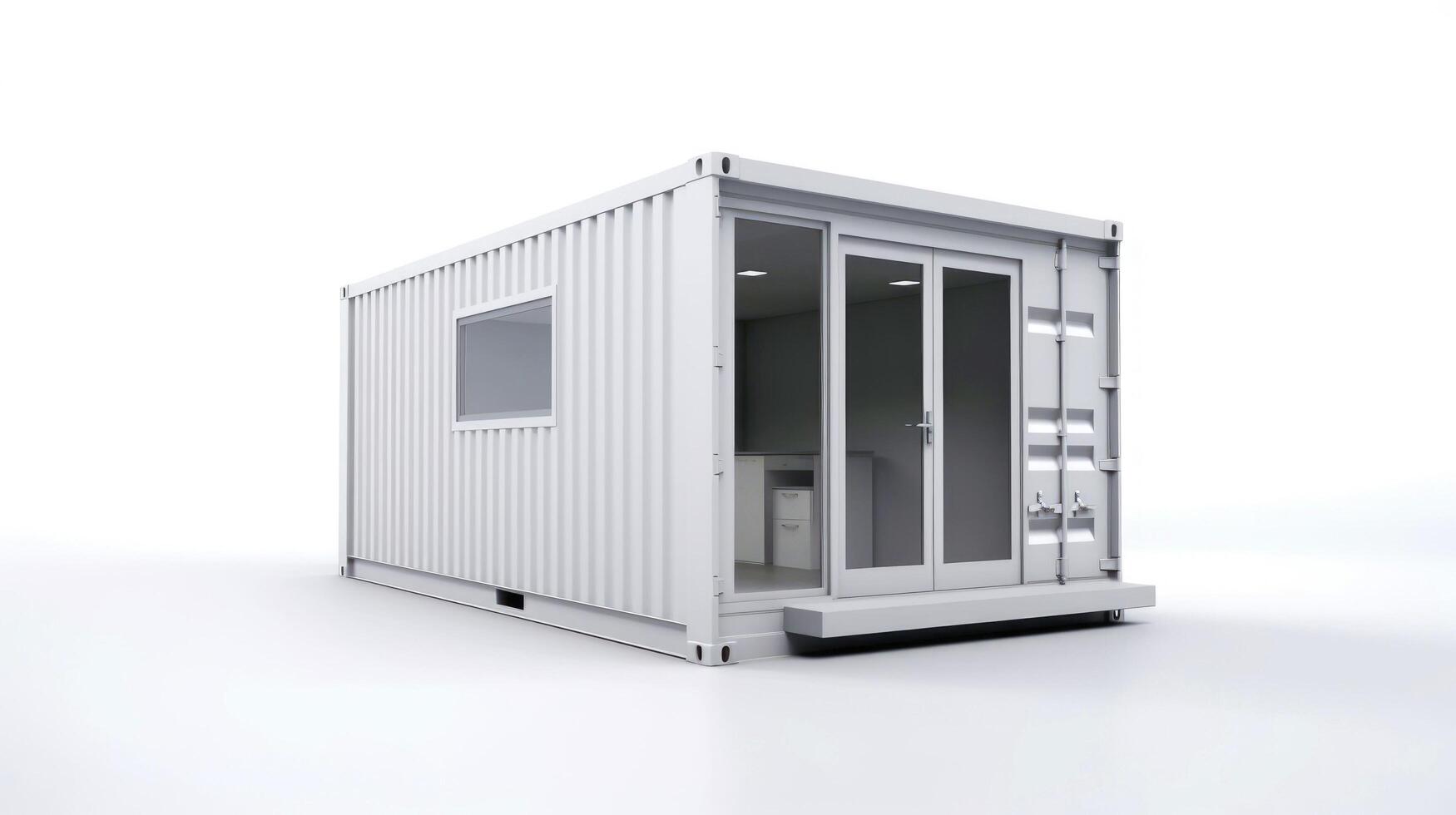 Mobile office buildings or container site office for construction site. Shipping container. Portable house and office cabins, illustration photo