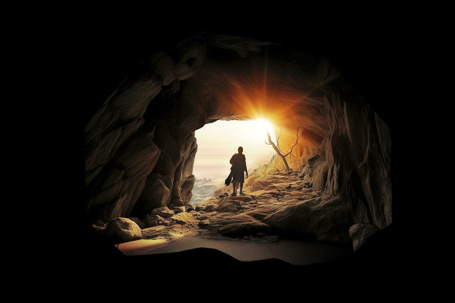 Easter Jesus Christ rose from the dead. Sunday morning. Dawn.  generate ai photo
