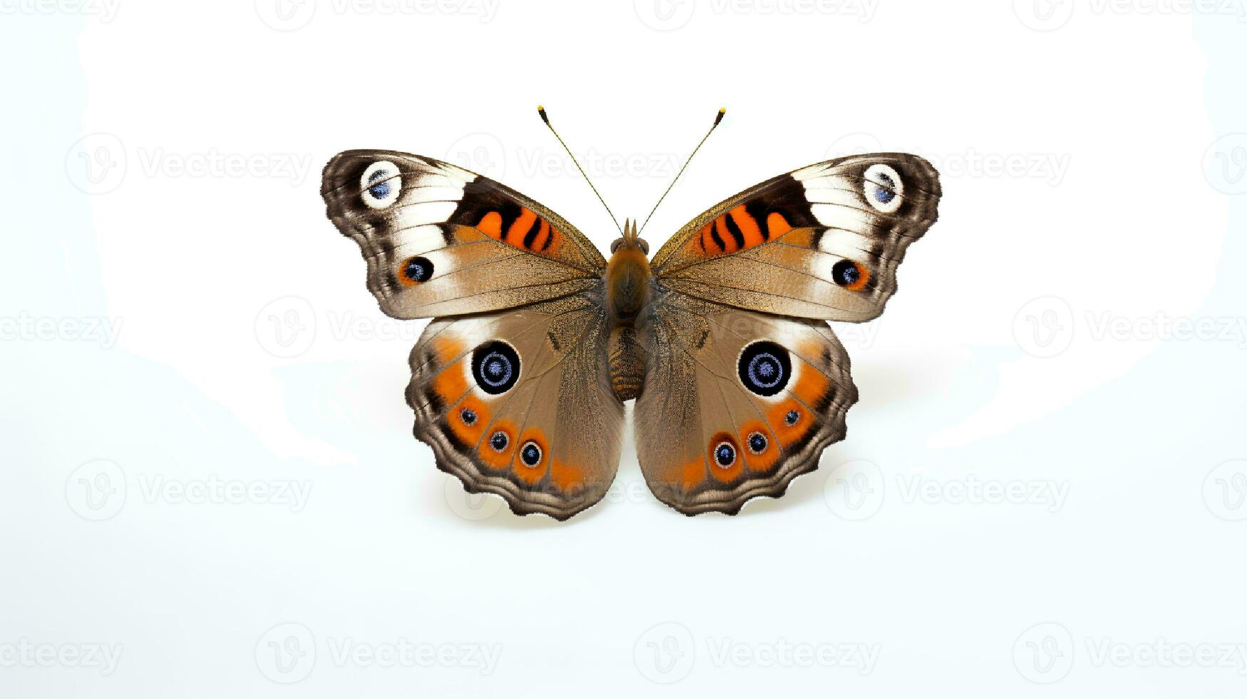 Photo of beautiful butterfly with brown color isolated on white background