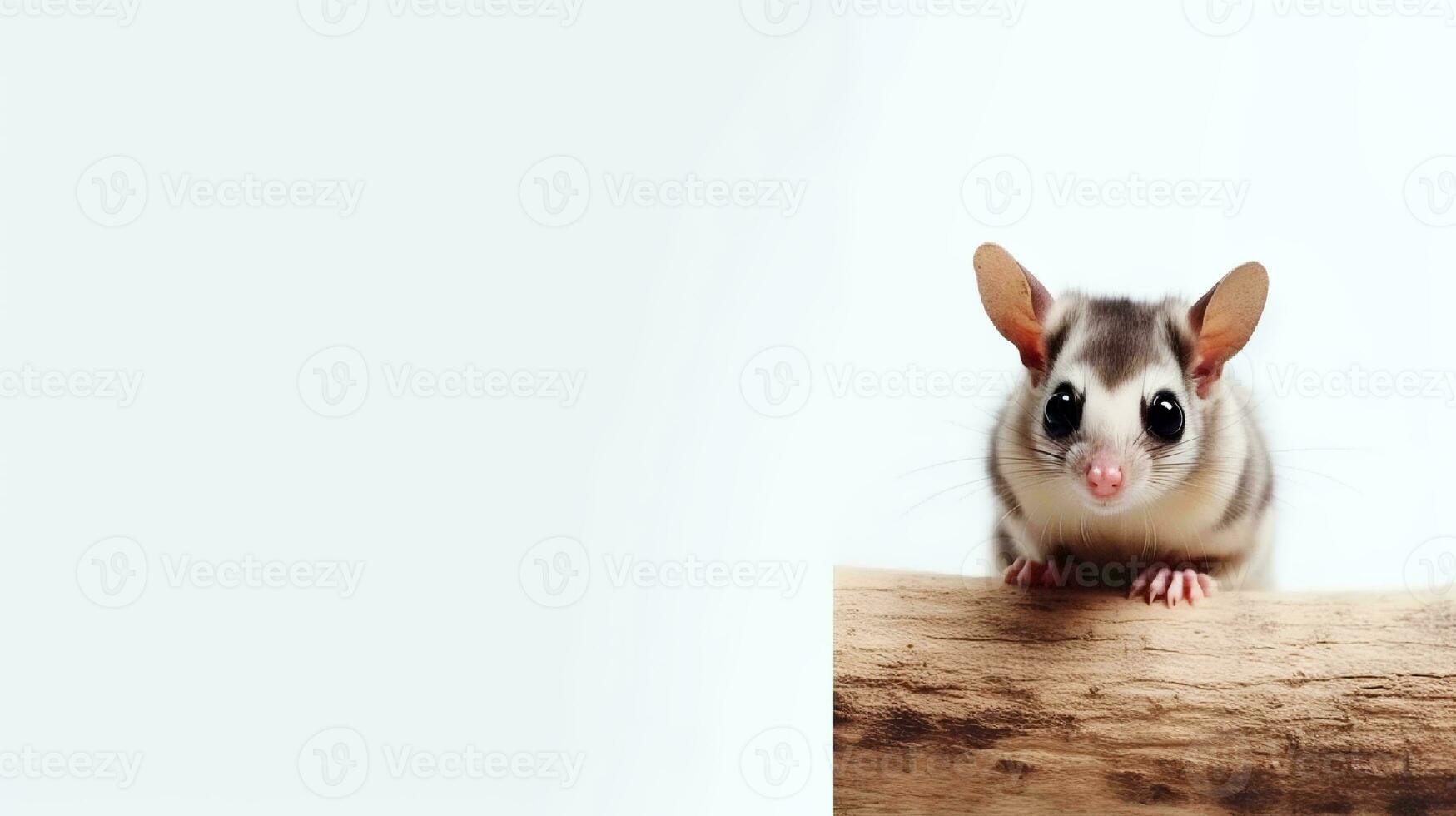 Photo of a sugar glider on white background. Generative AI