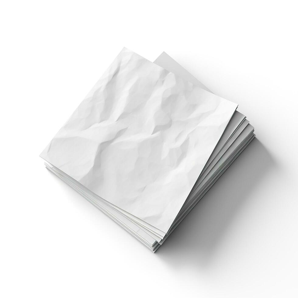 Blank white paper isolated on white background. Generative AI photo