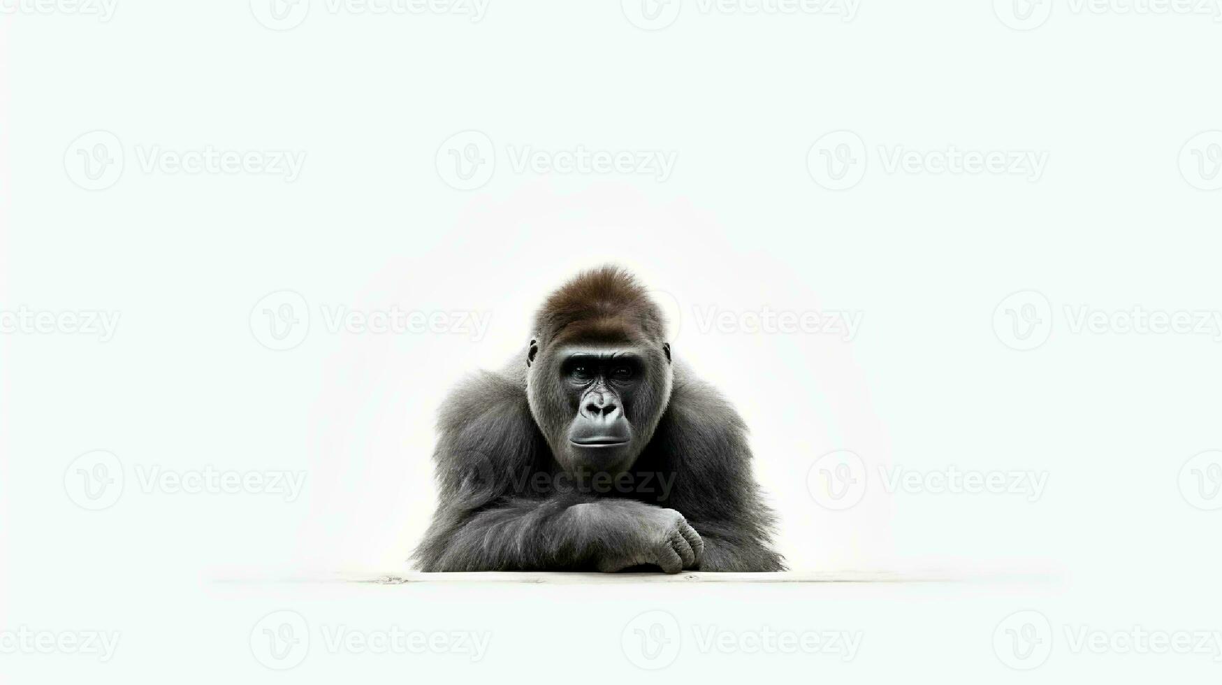 Photo of a koko the gorilla on white background. Generative AI