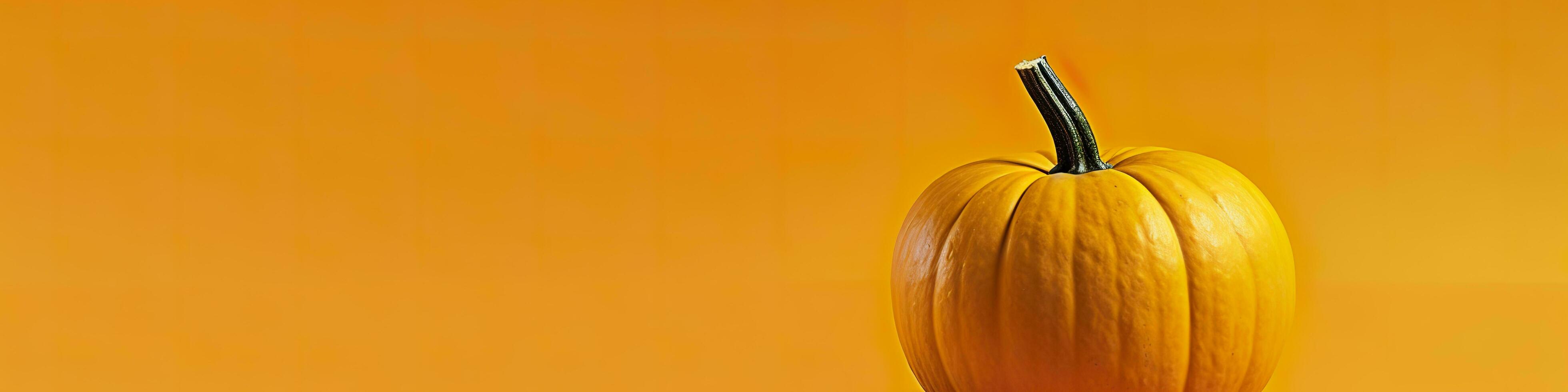 A pumpkin against a yellow background. Generative AI photo