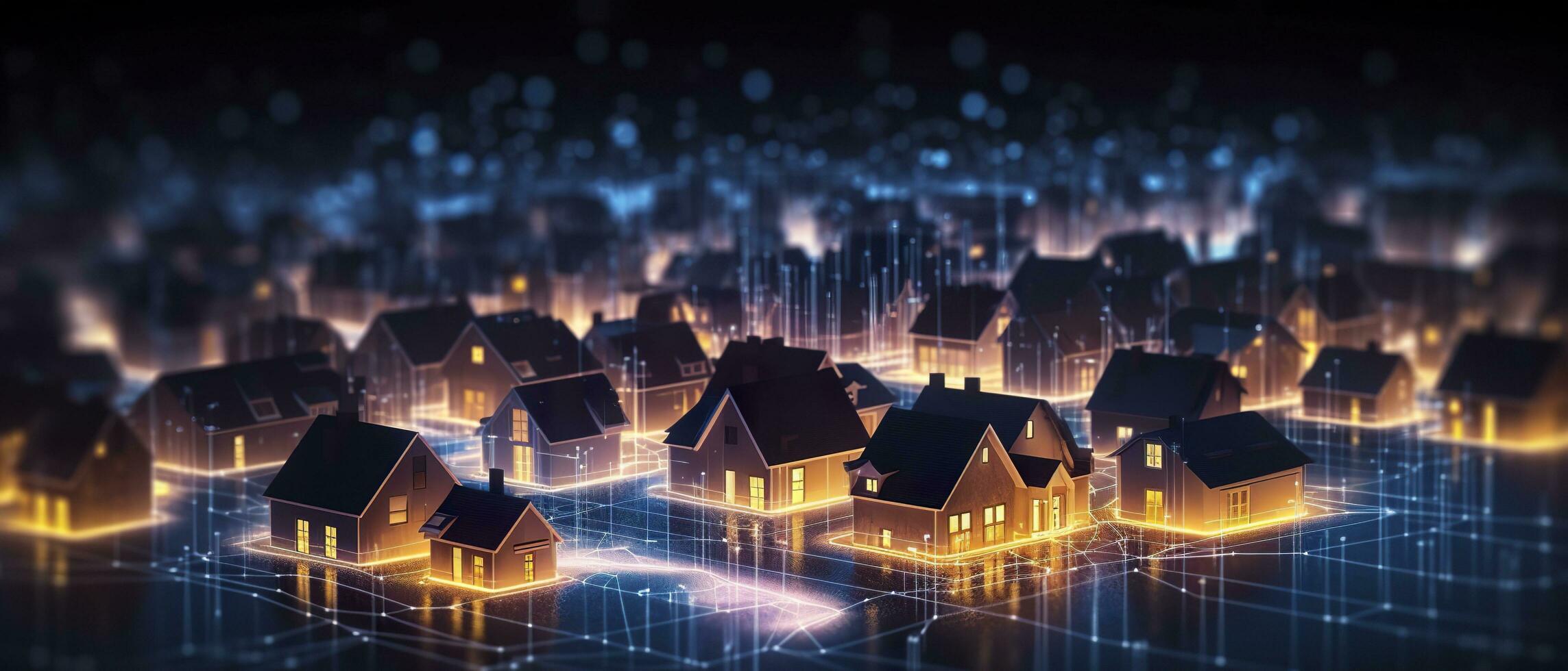 Digital community, smart homes and digital community. Generate Ai photo