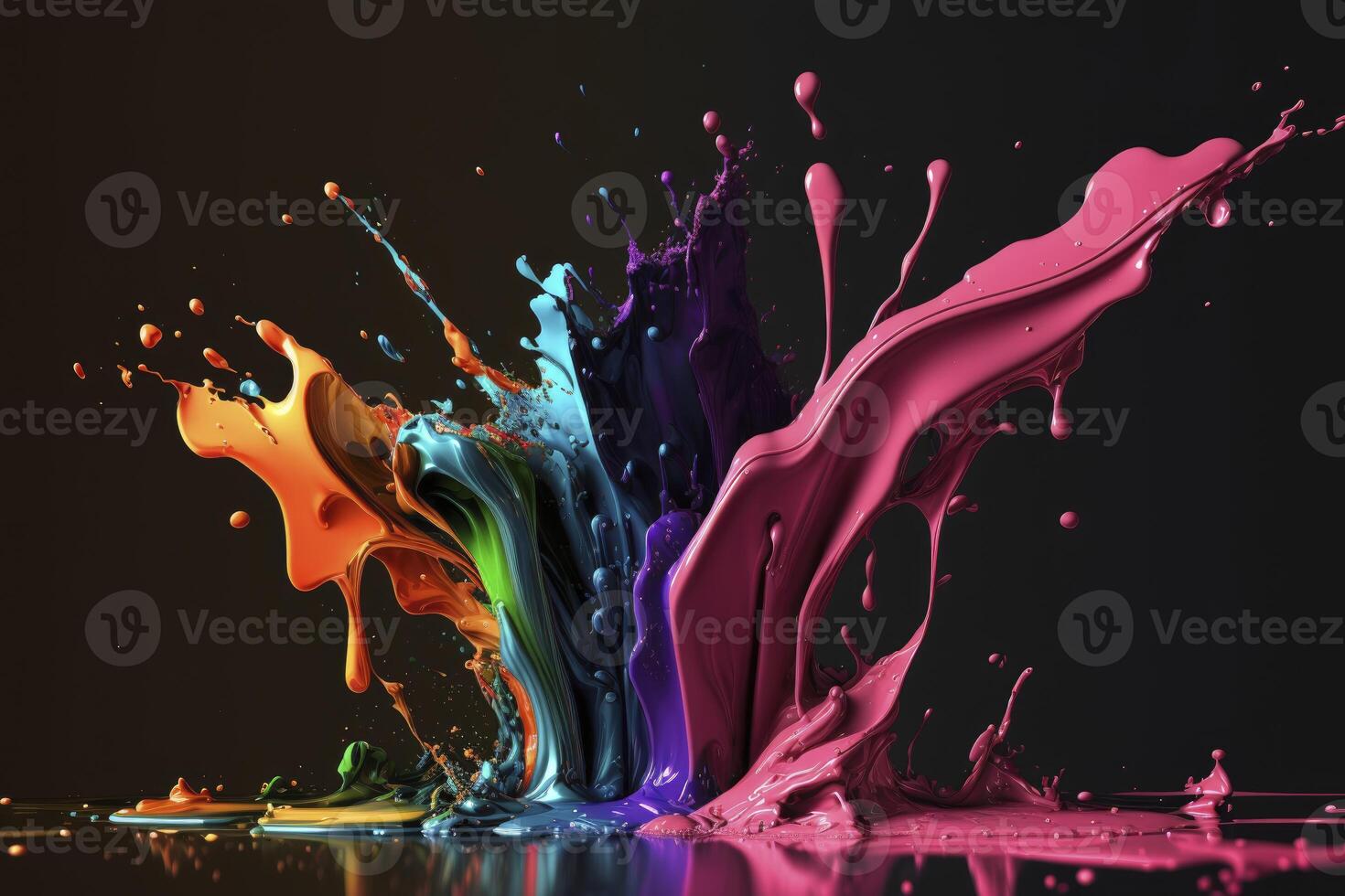 Paint spill on the dark background. photo