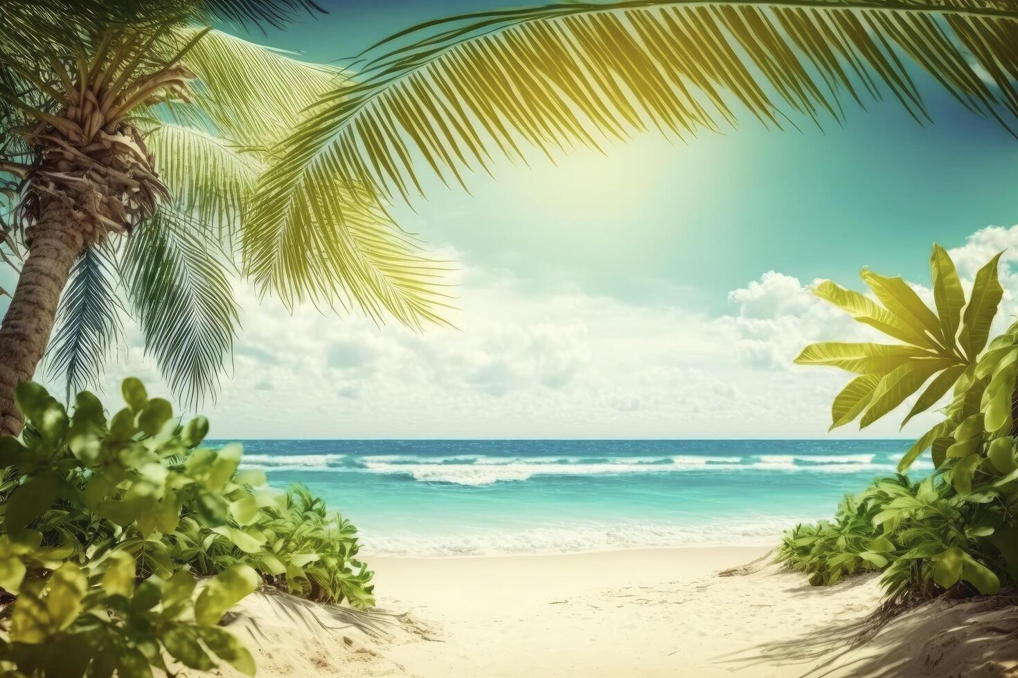 Summer tropical beach background made with photo