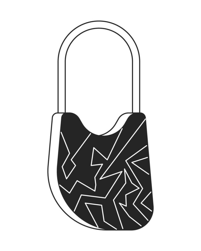 Fashionable bag flat monochrome isolated vector object. Designer handbag. Editable black and white line art drawing. Simple outline spot illustration for web graphic design