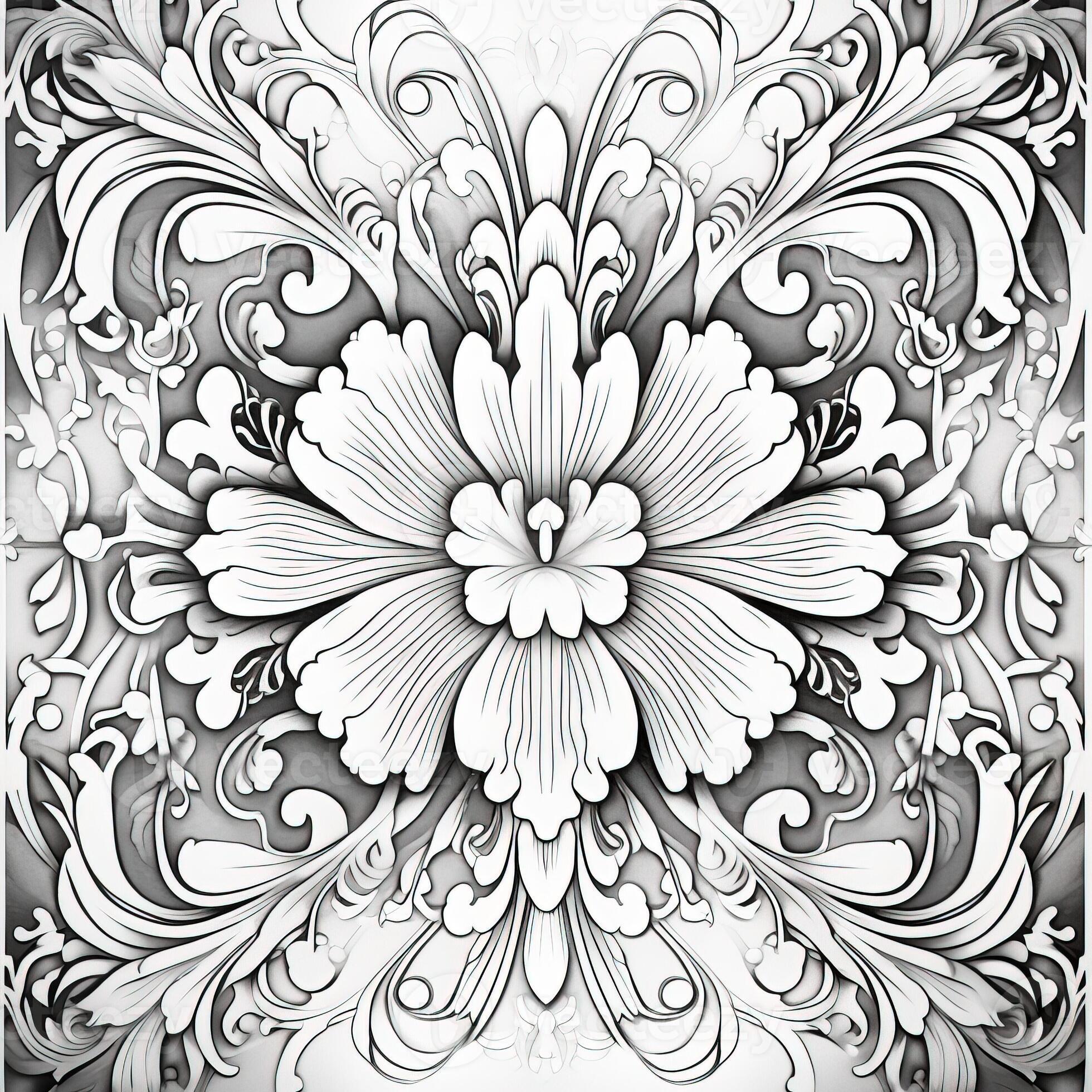 Floral Coloring Pages 26747973 Stock Photo at Vecteezy