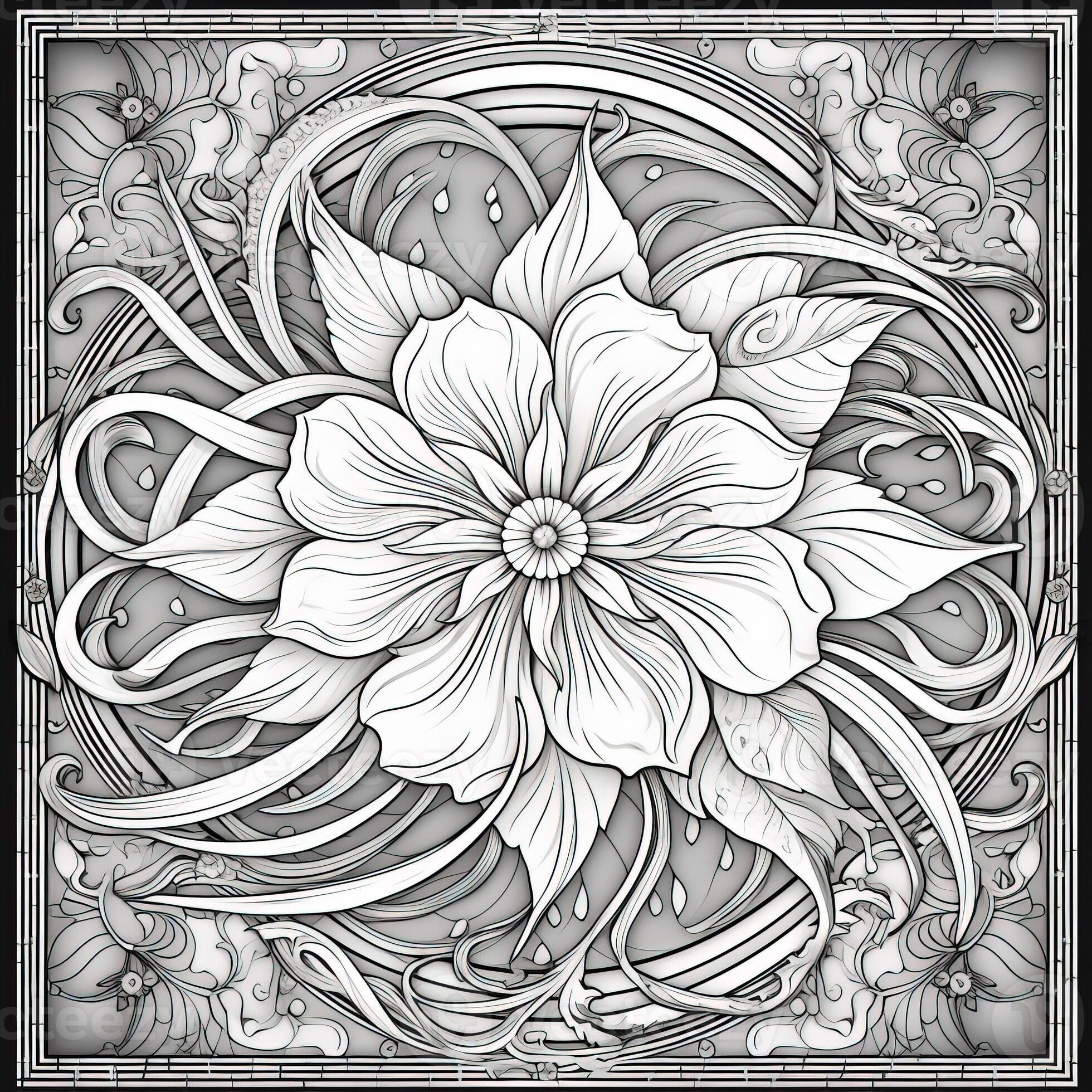 Floral Coloring Pages 26747977 Stock Photo at Vecteezy