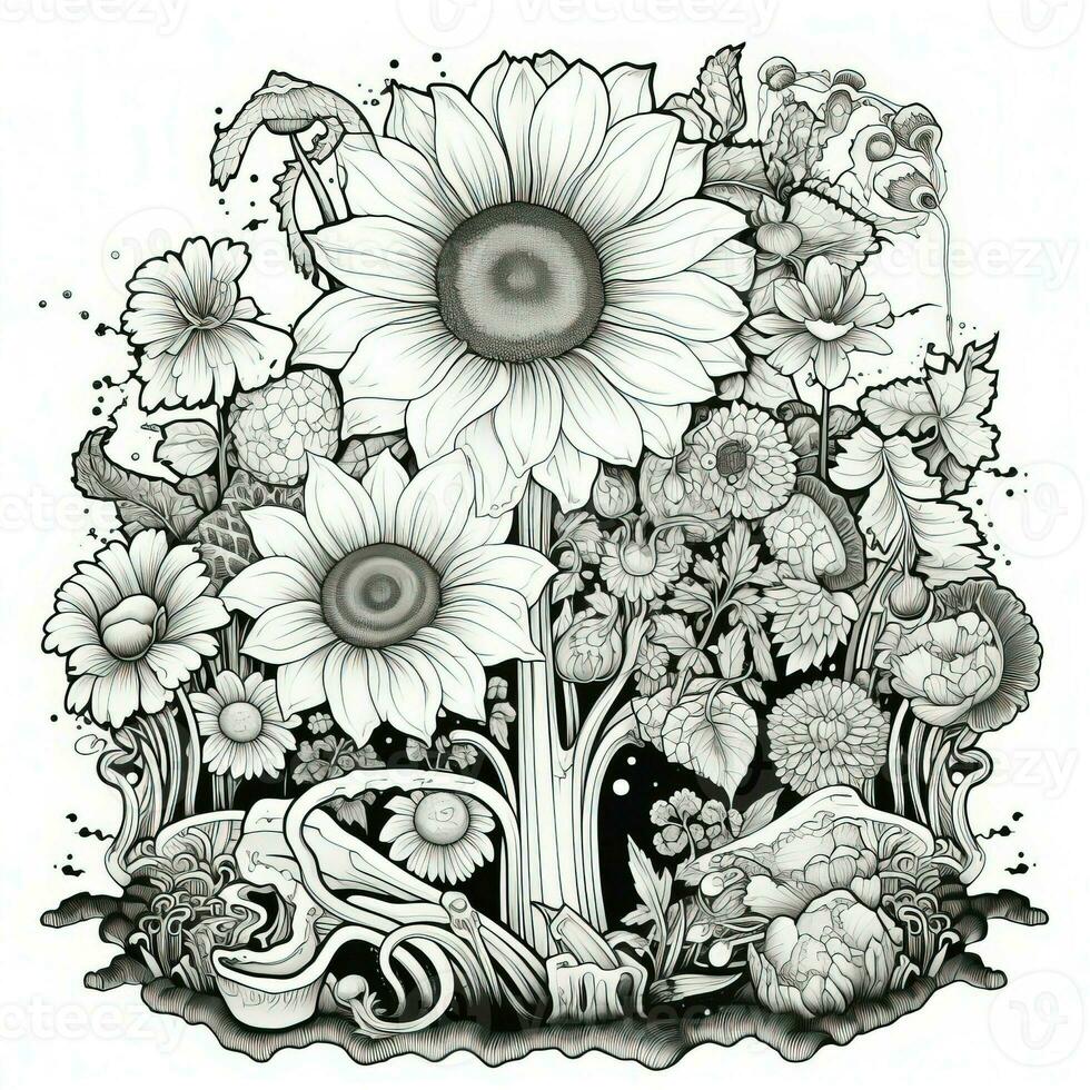 Floral Coloring Pages photo