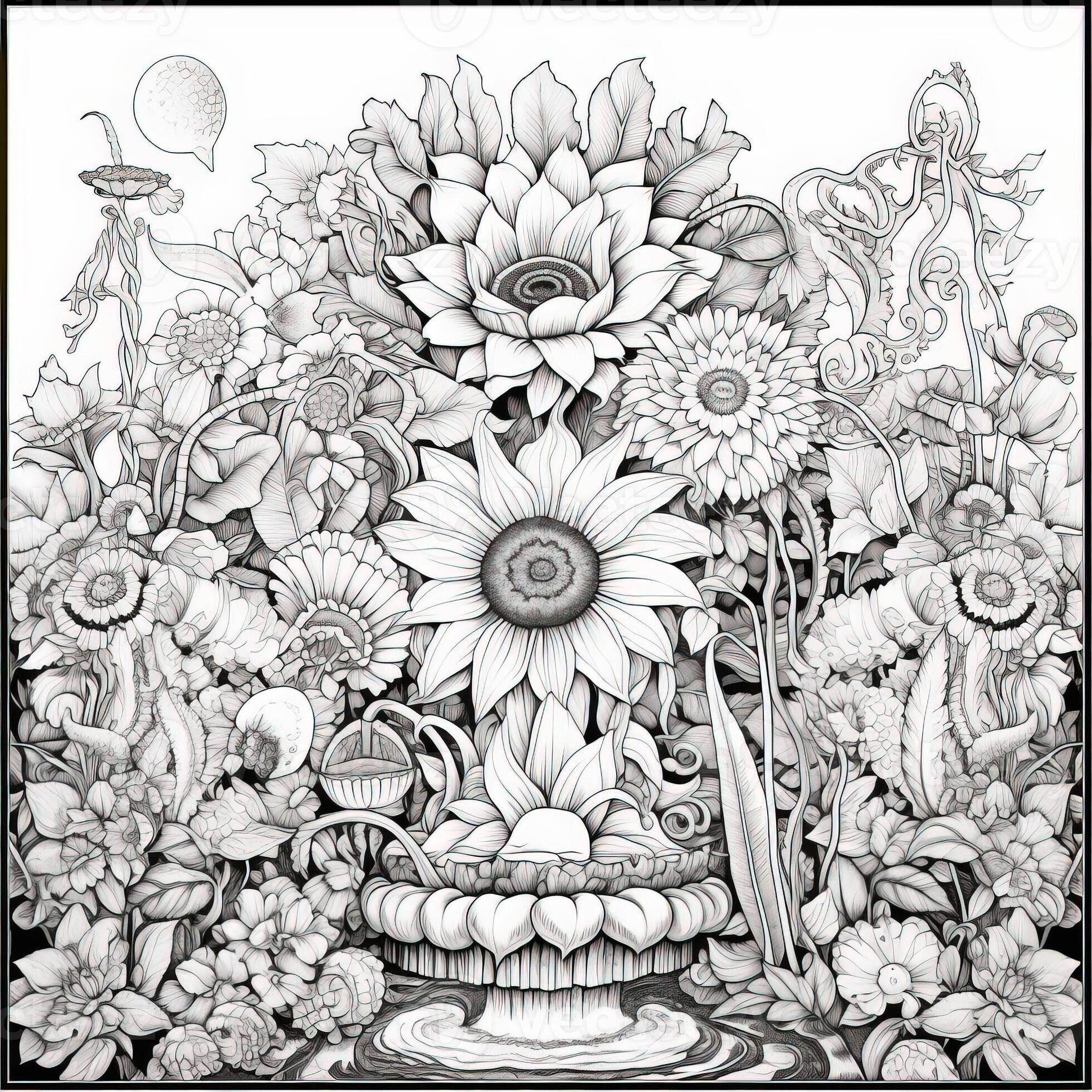 Floral Coloring Pages 26748039 Stock Photo at Vecteezy