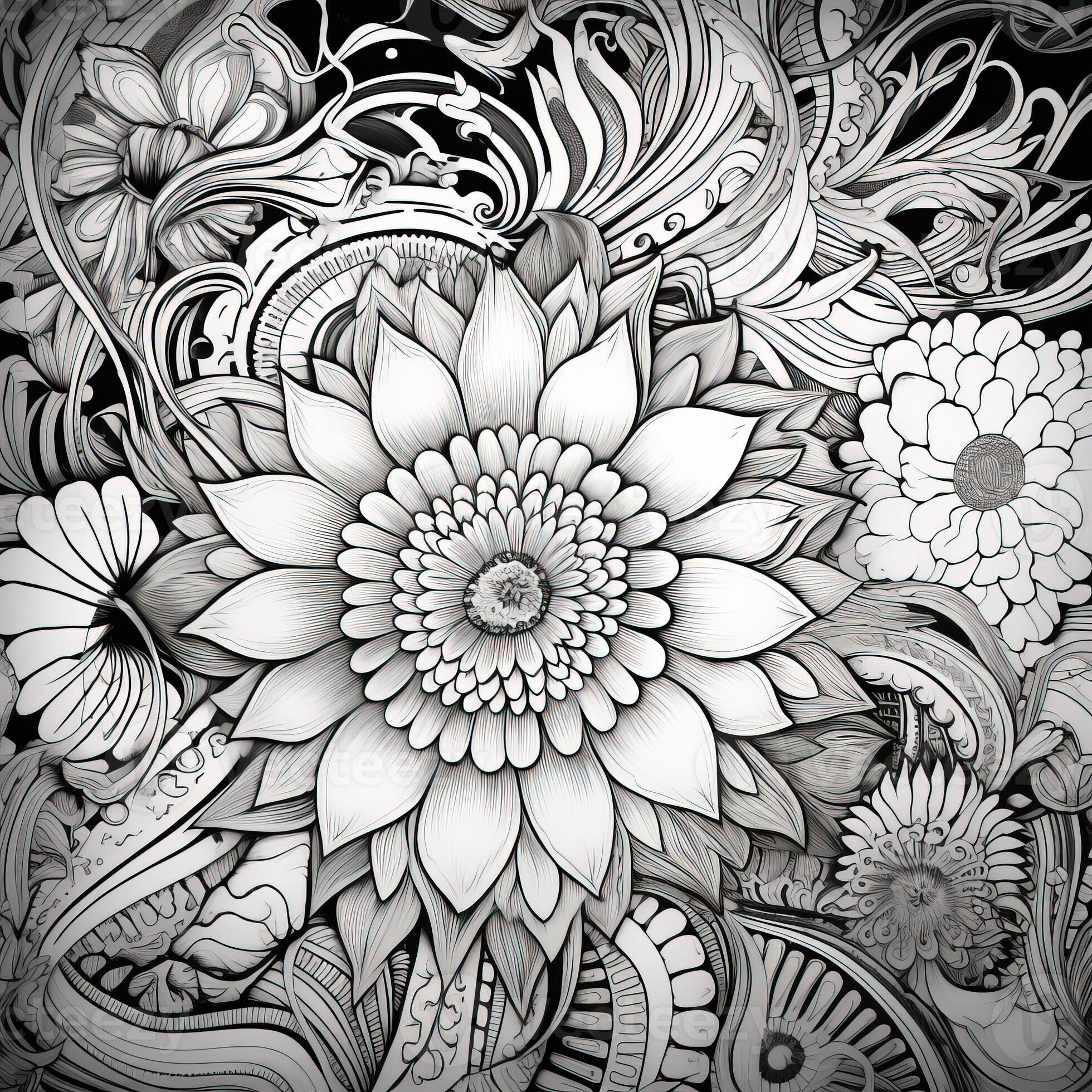 Floral Coloring Pages 26748044 Stock Photo at Vecteezy