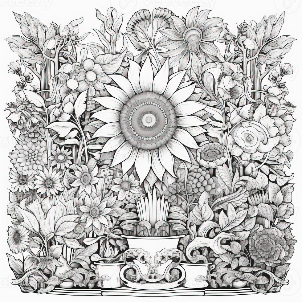 Floral Coloring Pages 26748081 Stock Photo at Vecteezy