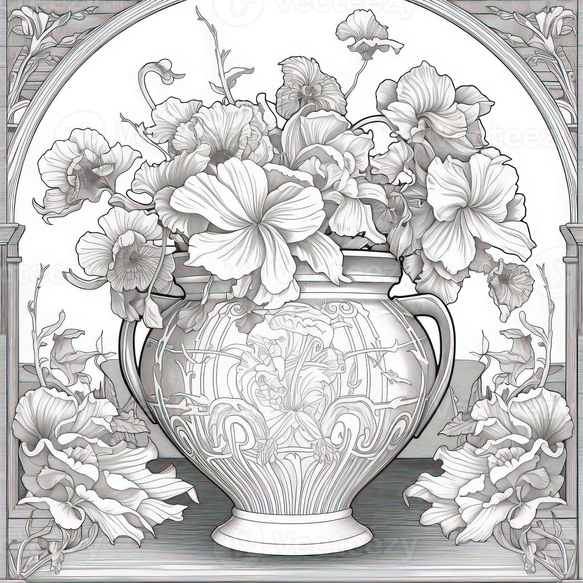 Floral Coloring Pages 26748086 Stock Photo at Vecteezy