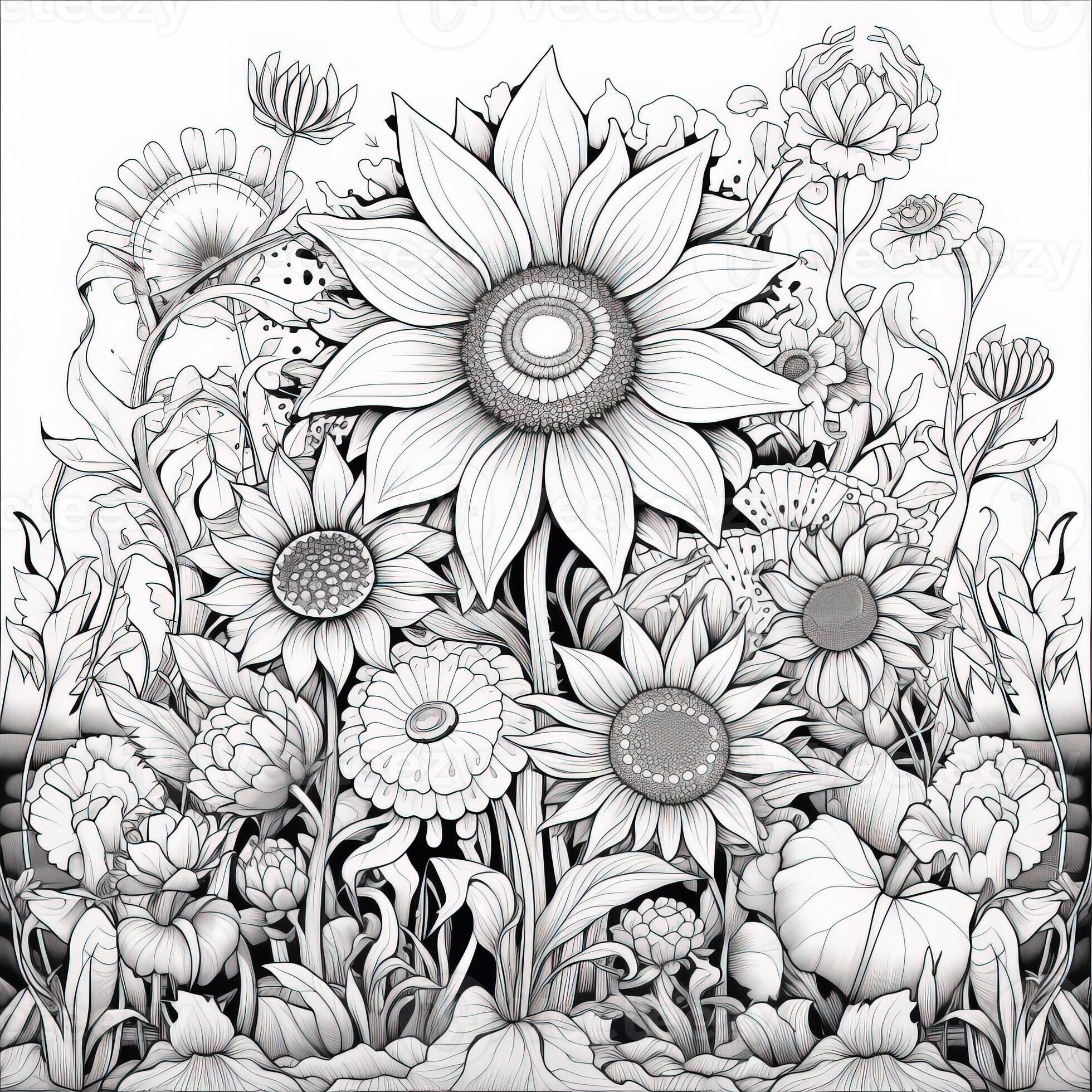Floral Coloring Pages 26748087 Stock Photo at Vecteezy